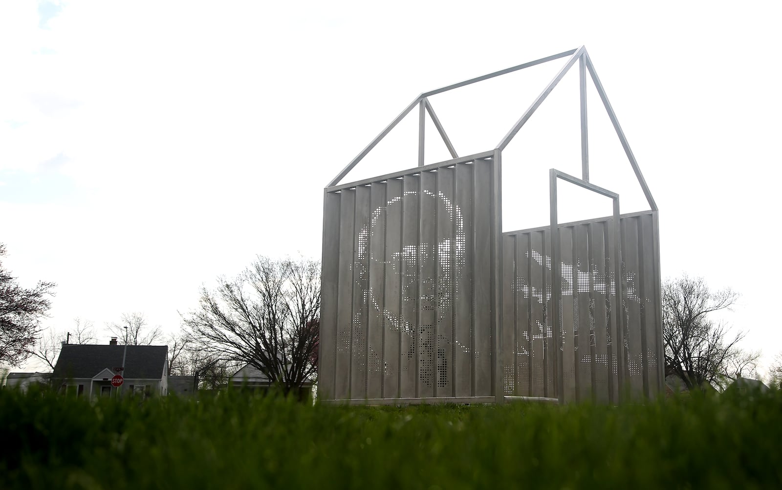 âMutual Homesâ was Inspired by Ketteringâs 1945 era homes and manufacturing history. Artist Virginia Kistler created the sculpture in Ketteringâs Oak Park, 2055 Malcolm Dr. LISA POWELL / STAFF