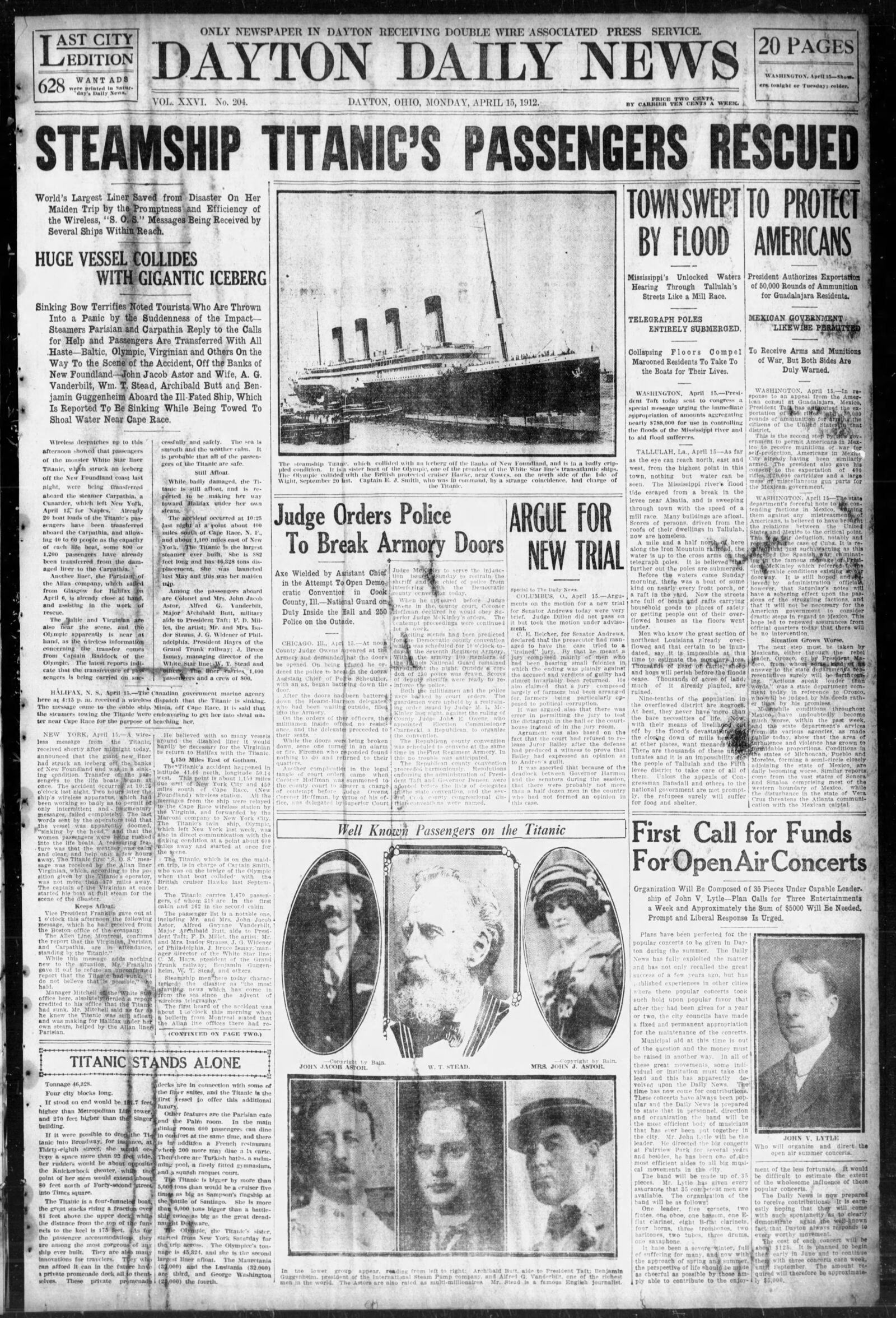 When it happened, coverage of the Titanic disaster dominated the front pages for days after it happened.