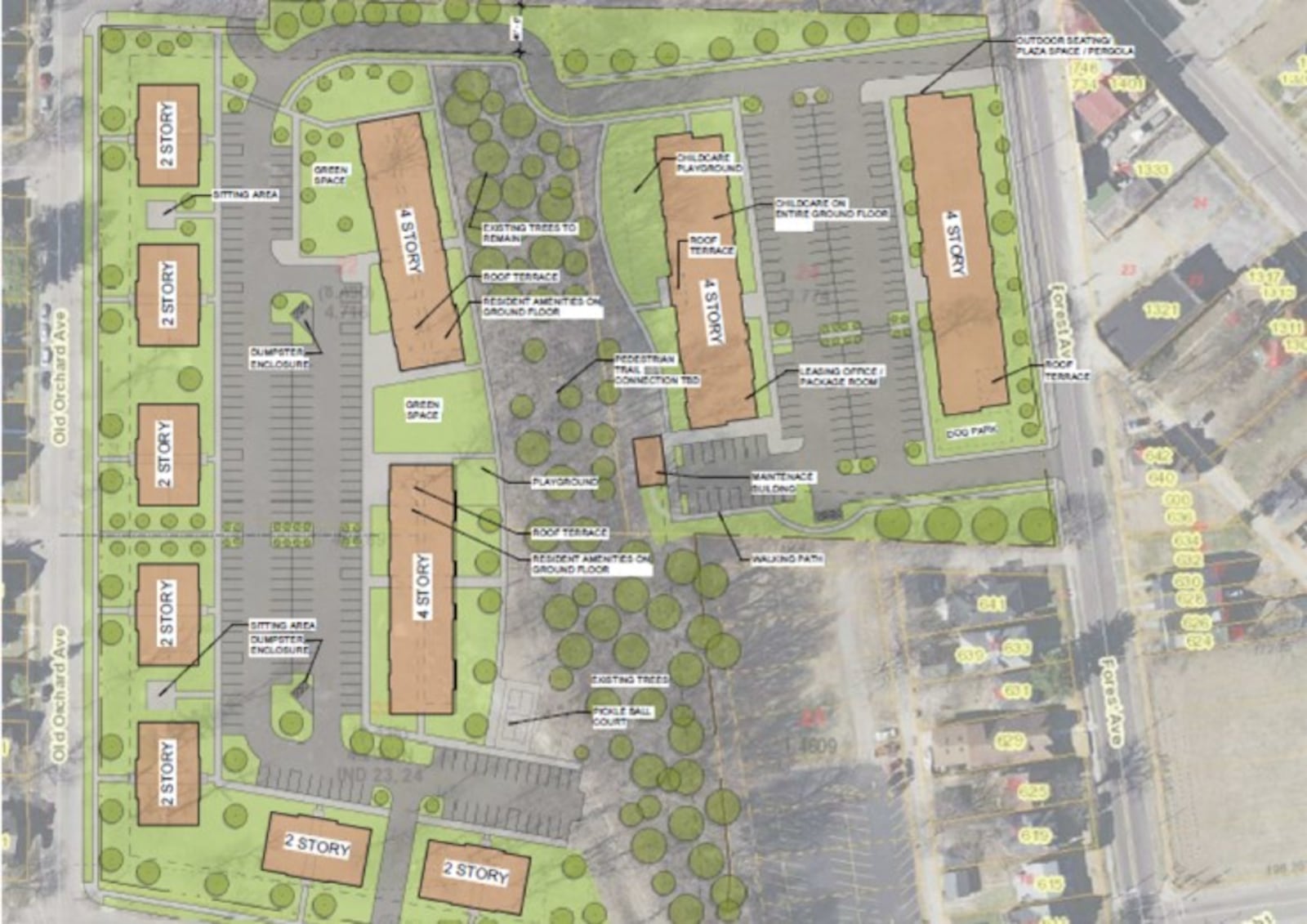 Site map of the HōM Flats at Forest in northwest Dayton. CONTRIBUTED