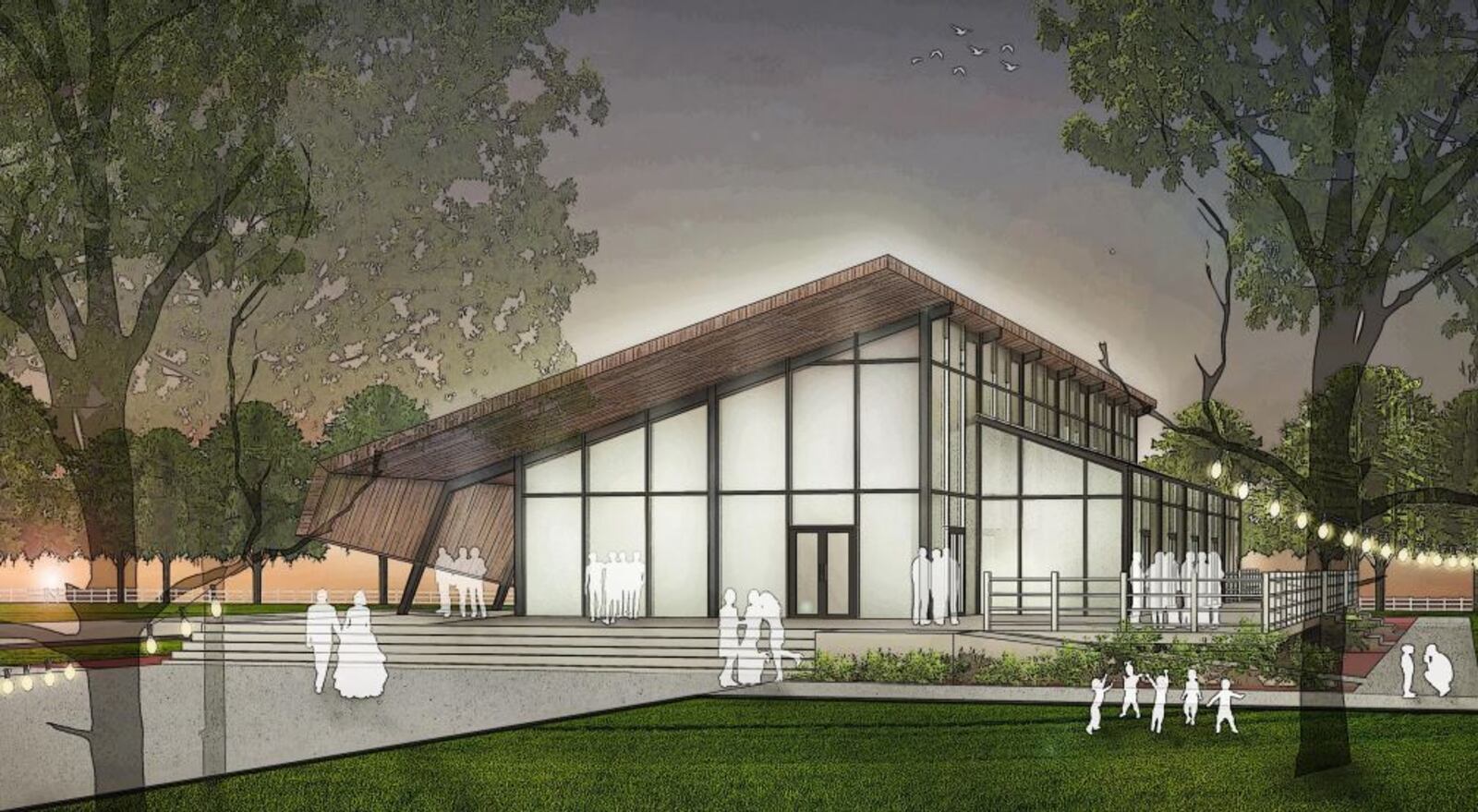 Centerville is seeking funding for Benham’s Grove, a 19th century event center complex and community gathering space located on land settled more than 200 years ago. A recently submitted concept plan shows a preliminary design for a new event center at the site via exterior and interior illustrations. It also provides a preliminary site plan and a floor plan for the center, showing main event space, outdoor terrace space, a bridal wing and more. CONTRIBUTED