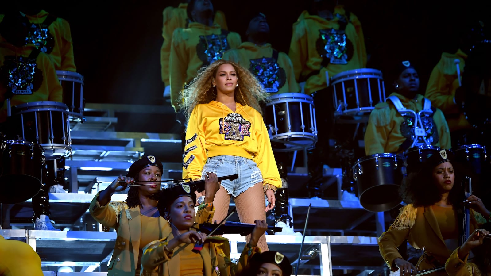 Beyonce performs onstage during 2018 Coachella Valley Music And Arts Festival Weekend 1 at the Empire Polo Field on April 14, 2018 in Indio, California.  (Photo by Larry Busacca/Getty Images for Coachella )