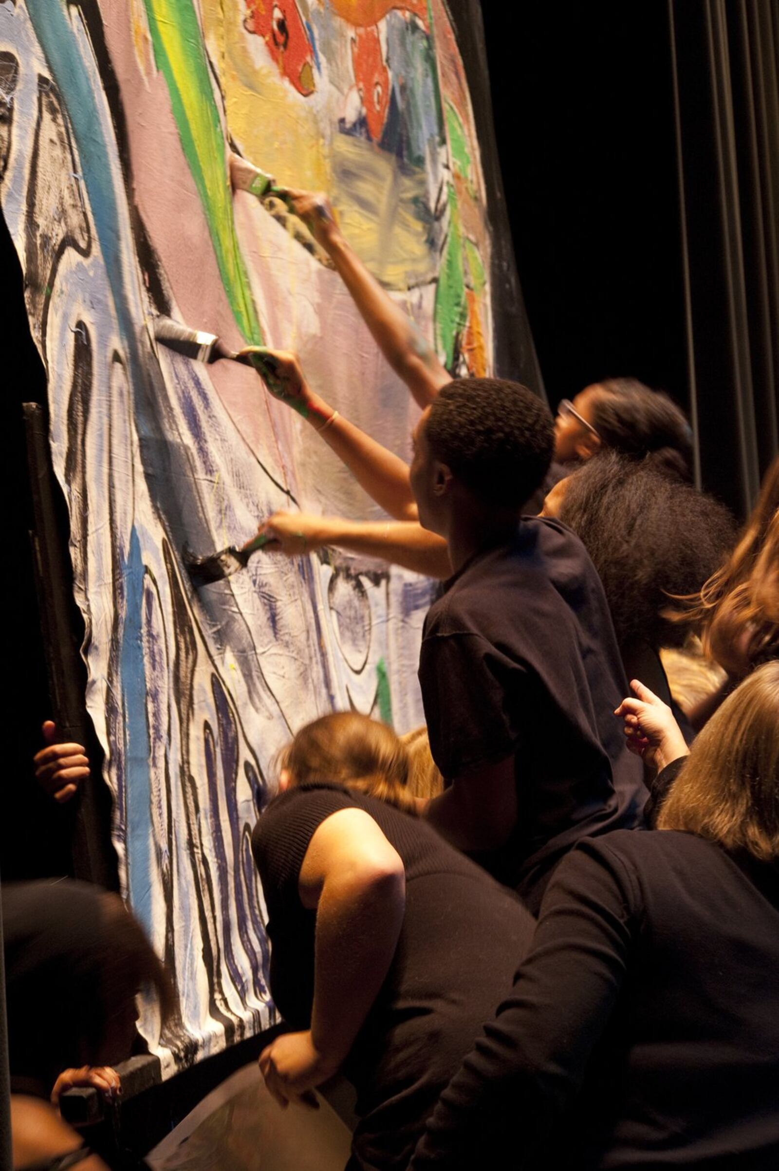 Stivers students work on their rendition of “The Goldfish,” which will be on display at Coco’s Bistro. Contributed photo