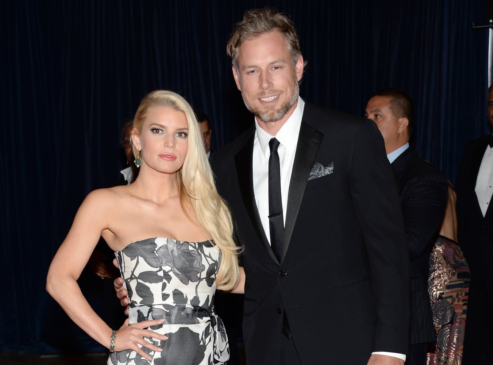 FILE - Jessica Simpson, left, and Eric Johnson appear at the White House Correspondents' Association Dinner on May 3, 2014, in Washington. (Photo by Evan Agostini/Invision/AP, File)