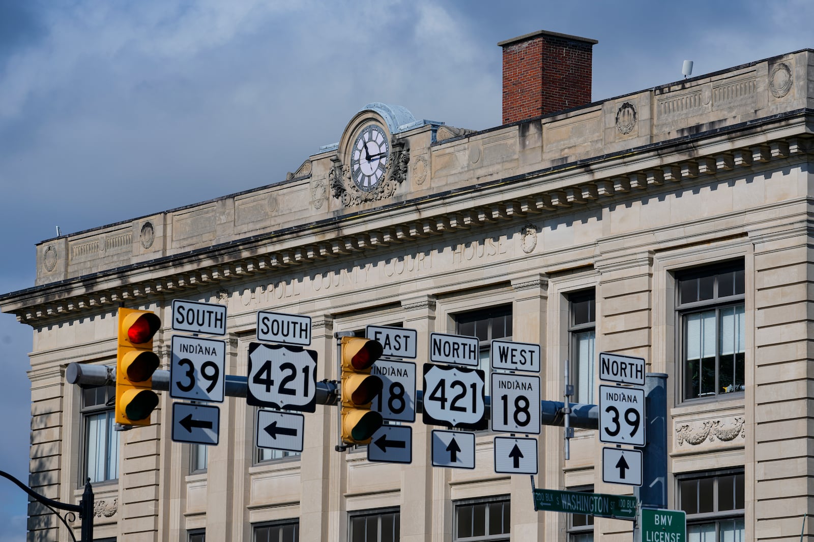 The Carroll County Court House is shown in Delphi, Ind., Tuesday, Oct. 1, 2024. (AP Photo/Michael Conroy)