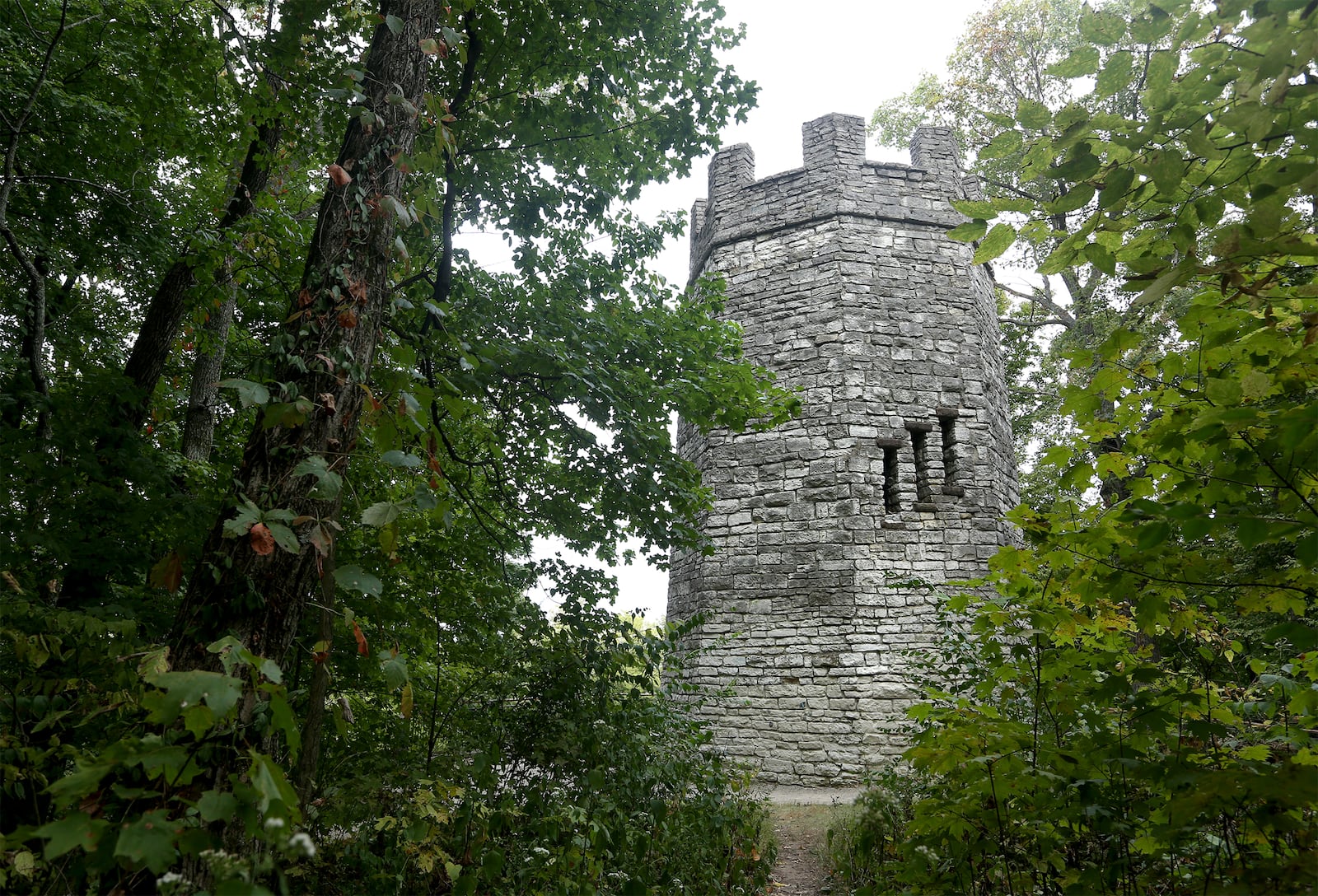 Lookout Tower in Hills & Dales MetroPark was completed in 1941 to provide views of Community Country Club. In 1967 a teenage girl was killed in the tower when lightning struck. Legends persist that the tower is haunted.  LISA POWELL / STAFF