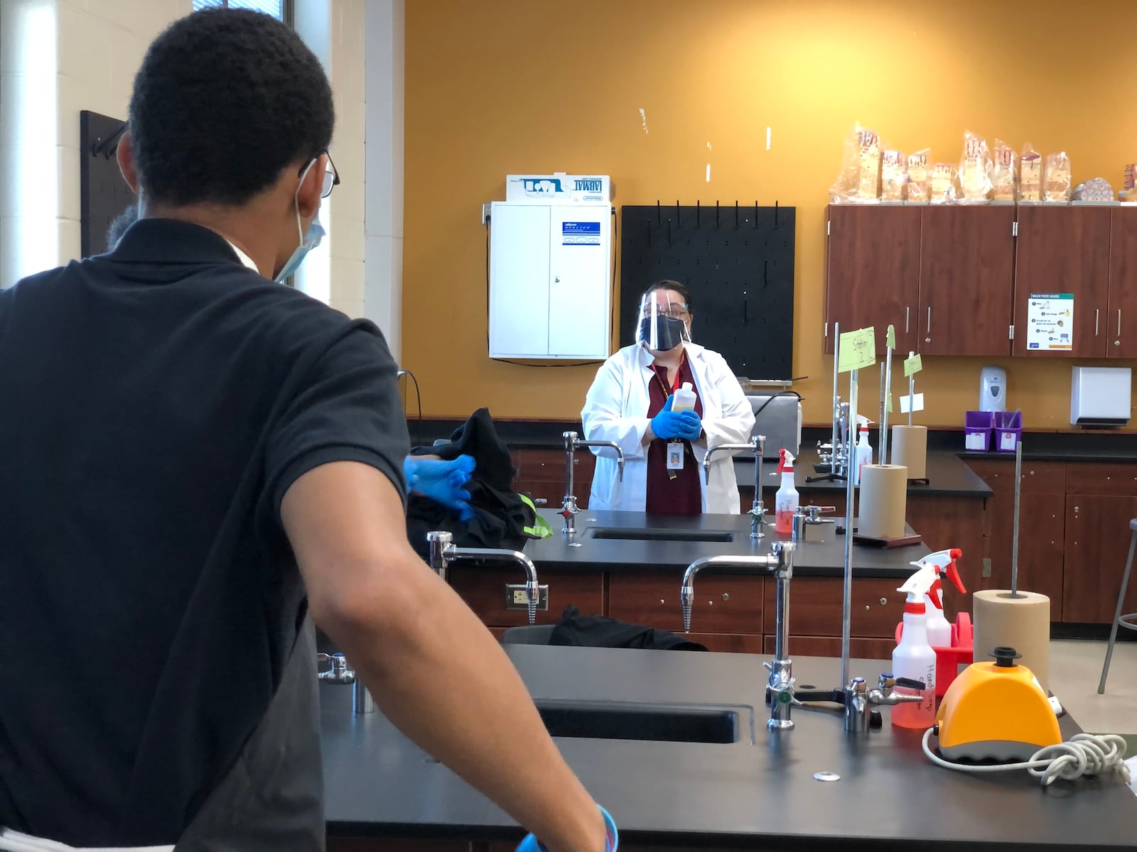 Students at Thurgood Marshall High School in Dayton work in a science lab class in November 2020. CONTRIBUTED PHOTO