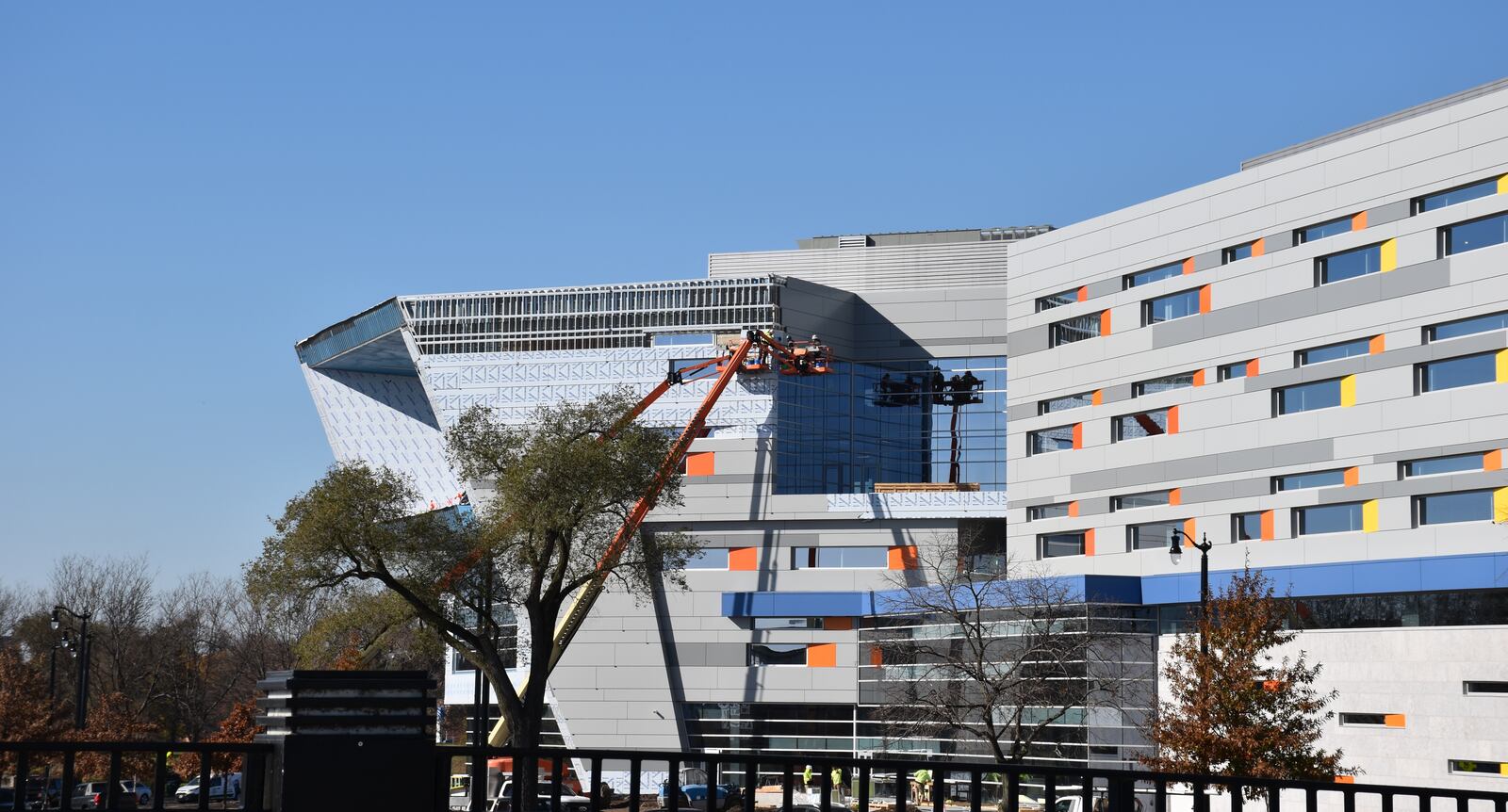 The Greater Dayton School across from RiverScape MetroPark remains under construction. CORNELIUS FROLIK / STAFF