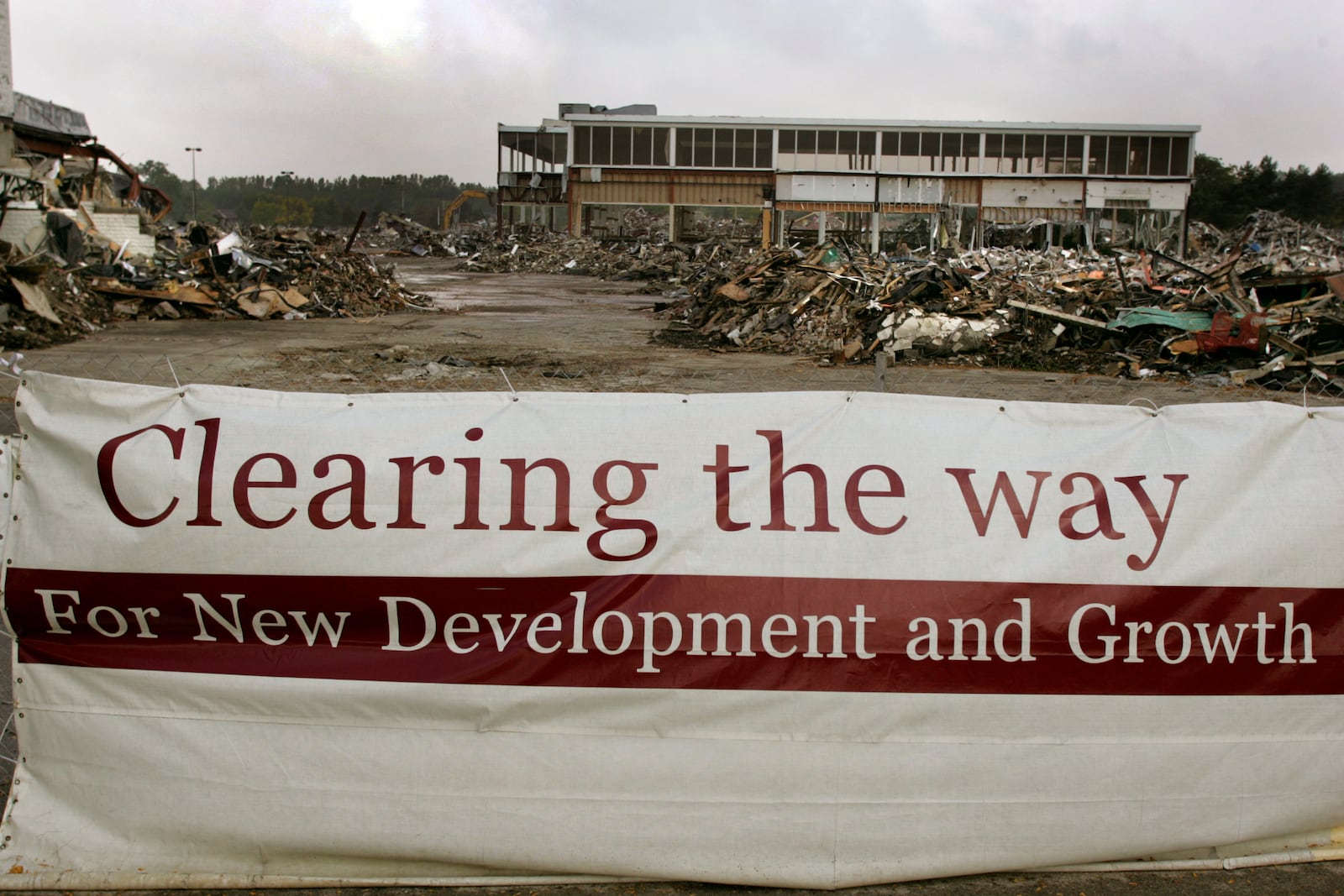 Demolition has taken down all but one standing structure at the former Salem Mall to make way for the new Town Center. The Trotwood City Council plans to redevelop the area around technology to create local jobs. Staff file photo by Jim Witmer