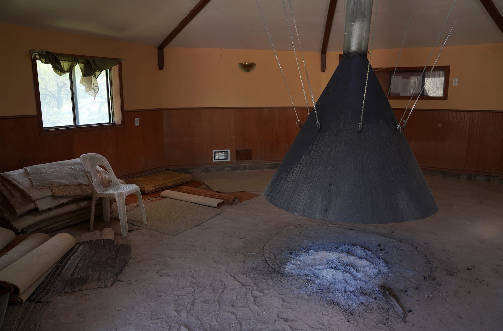 A structure used for Native American Church ceremony on the property of the late Amada Cardenas, in Mirando City, Texas, Monday, March 25, 2024. (AP Photo/Jessie Wardarski)