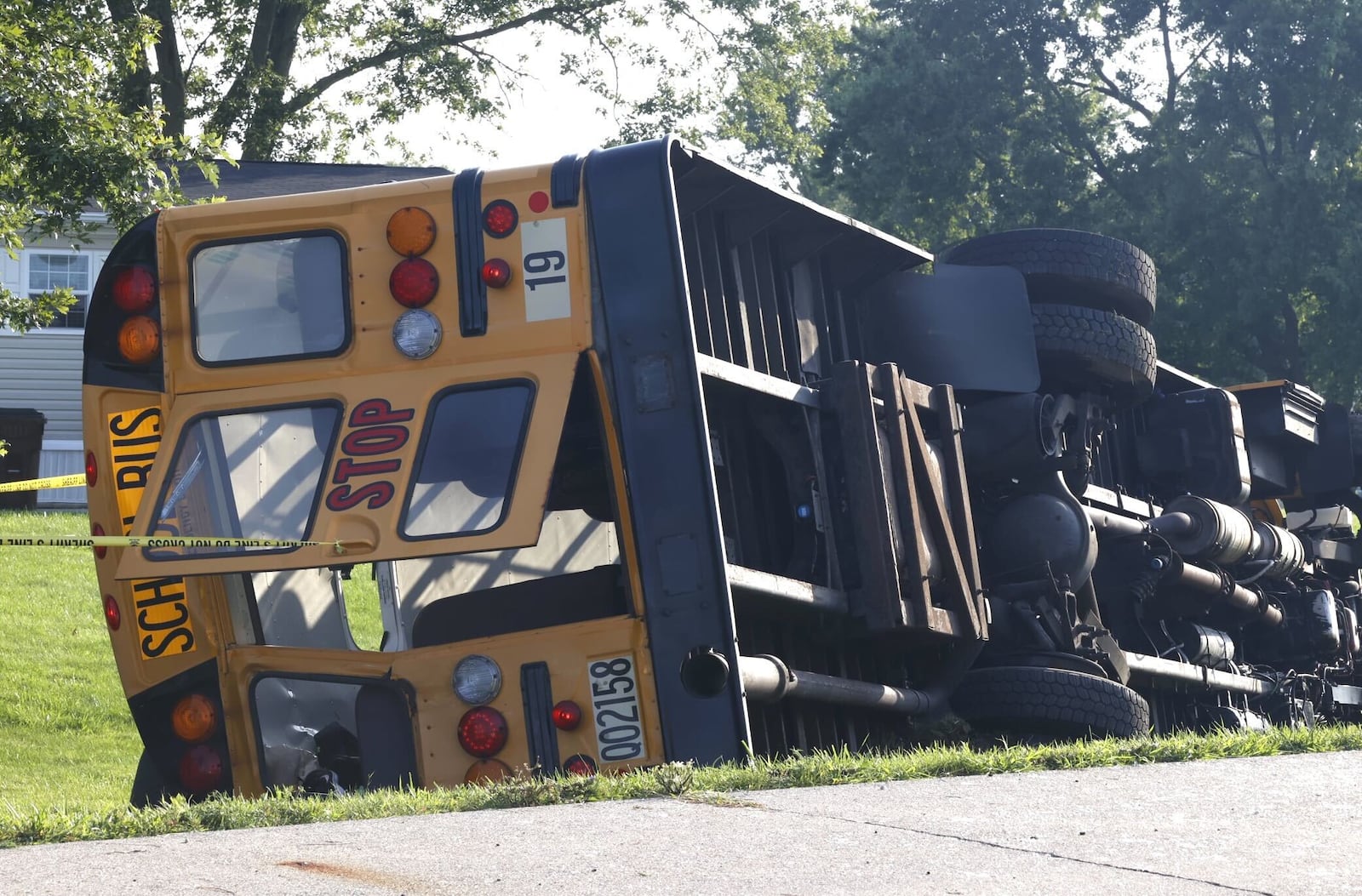 At least one person was killed after a Northwestern school bus was involved in a crash on Route 41 in German Twp. Tuesday, Aug. 22, 2023. BILL LACKEY/STAFF