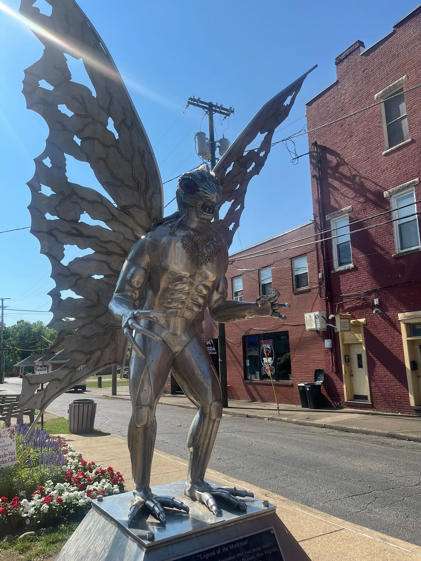 The statue of Mothman can be found in Point Pleasant, West Virginia. Photo by Alex Cutler