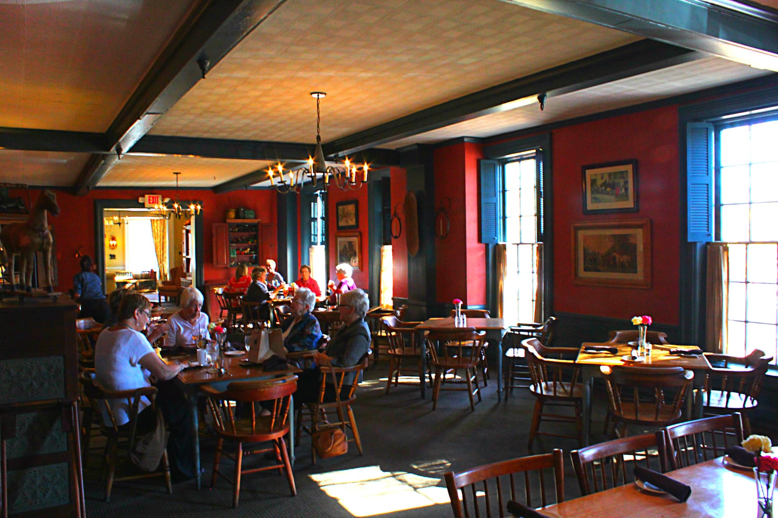 The Lebanon Room is one of the Golden Lamb's many popular and historic public dining rooms, and on the site of the original log tavern opened by Jonas Seaman. The Golden Lamb, 27 S. Broadway St. in Lebanon, opened as a restaurant in 1803 and moved to its current location in 1815, when it opened as a hotel. The longest-running Ohio business is celebrating its bicentennial this year. VIVIENNE MACHI / STAFF