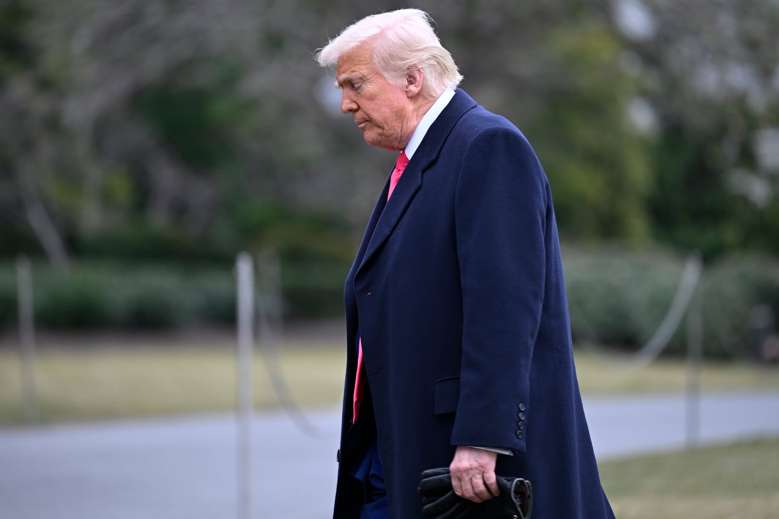 President Donald Trump arrives at the White House after speaking at the Conservative Political Action Conference, CPAC, Saturday, Feb. 22, 2025, in Washington. (AP Photo/John McDonnell)