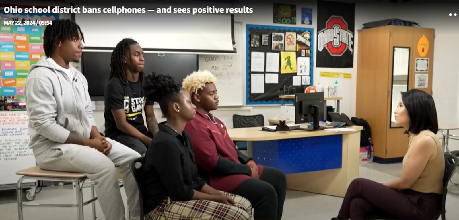 The cellphone policy at Dunbar High School was highlighted on a recent episode of the Today show on NBC. Today show reporter Vicky Nguyen interviews students at the school. CREDIT: TODAY SHOW