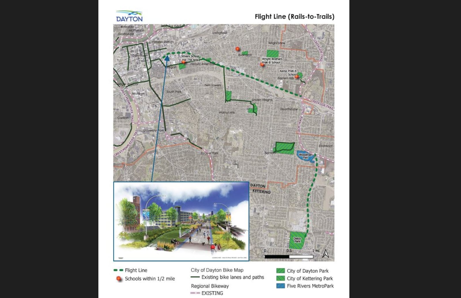 A map of the proposed Flight Line rails-to-trails project involving an abandoned Norfolk Southern railroad line. CONTRIBUTED