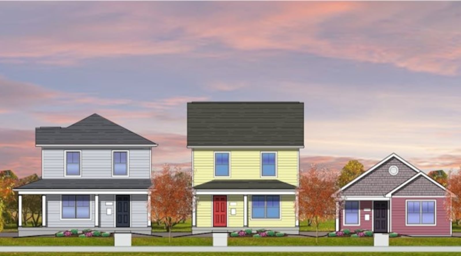 Renderings of new homes planned for the Wolf Creek neighborhood in West Dayton. CONTRIBUTED