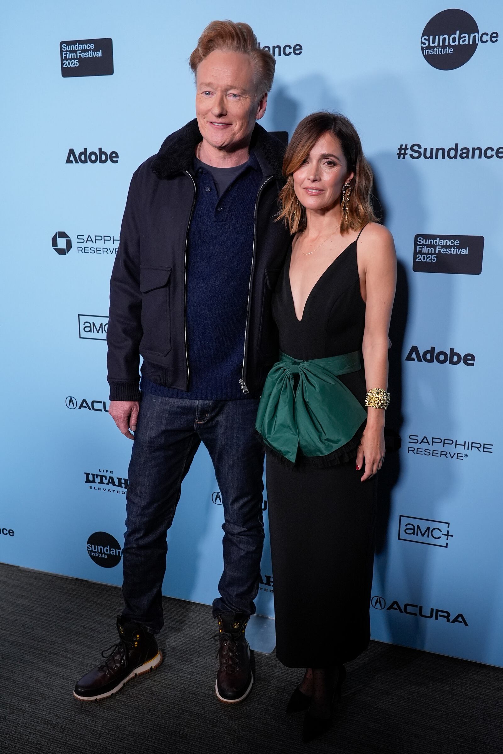 Conan O'Brien, left, and Rose Byrne attend the premiere of "If I Had Legs I'd Kick You" during the Sundance Film Festival on Friday, Jan. 24, 2025, at Library Theatre in Park City, Utah. (AP Photo/Chris Pizzello)