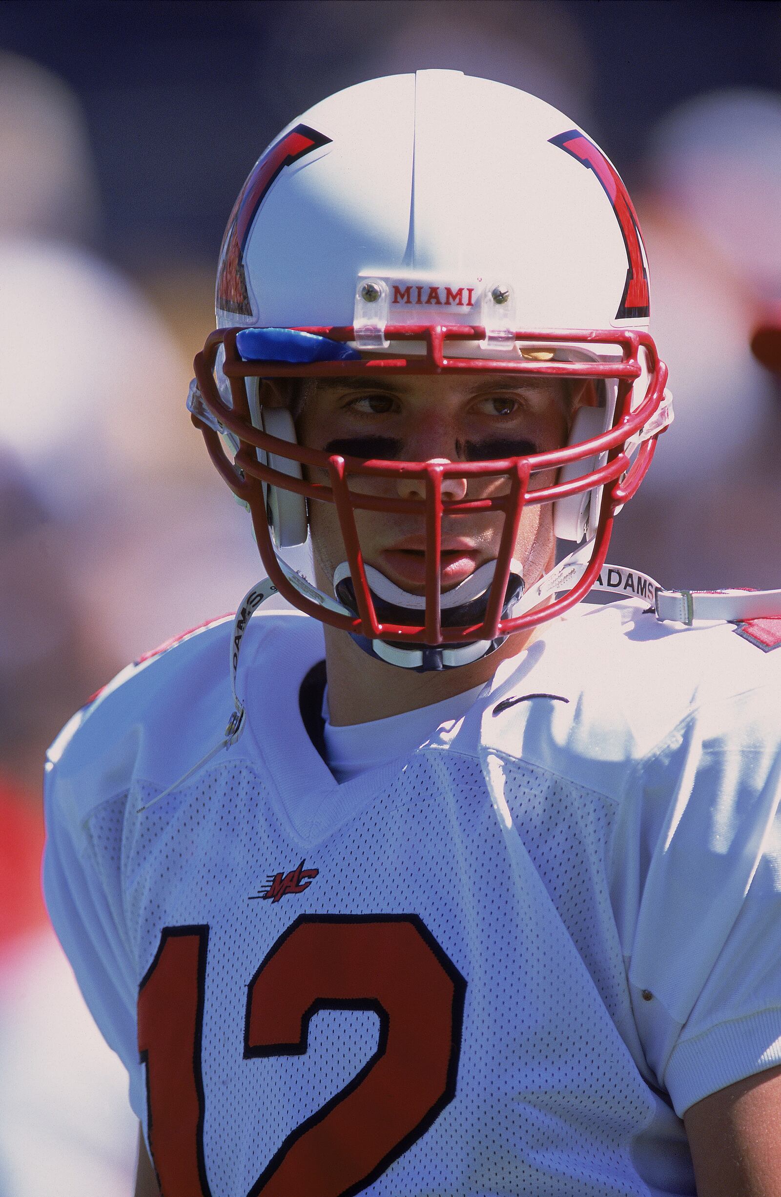 1 Sep 2001:  Ryan Hawk #12 of the Miami Ohio Redhawks looking on during the game against the Michigan Wolverines at Michigan Stadium in Ann Arbor, Michigan. The Wolverines defeated the Redhawks 31-13. (Credit: Danny Moloshok)