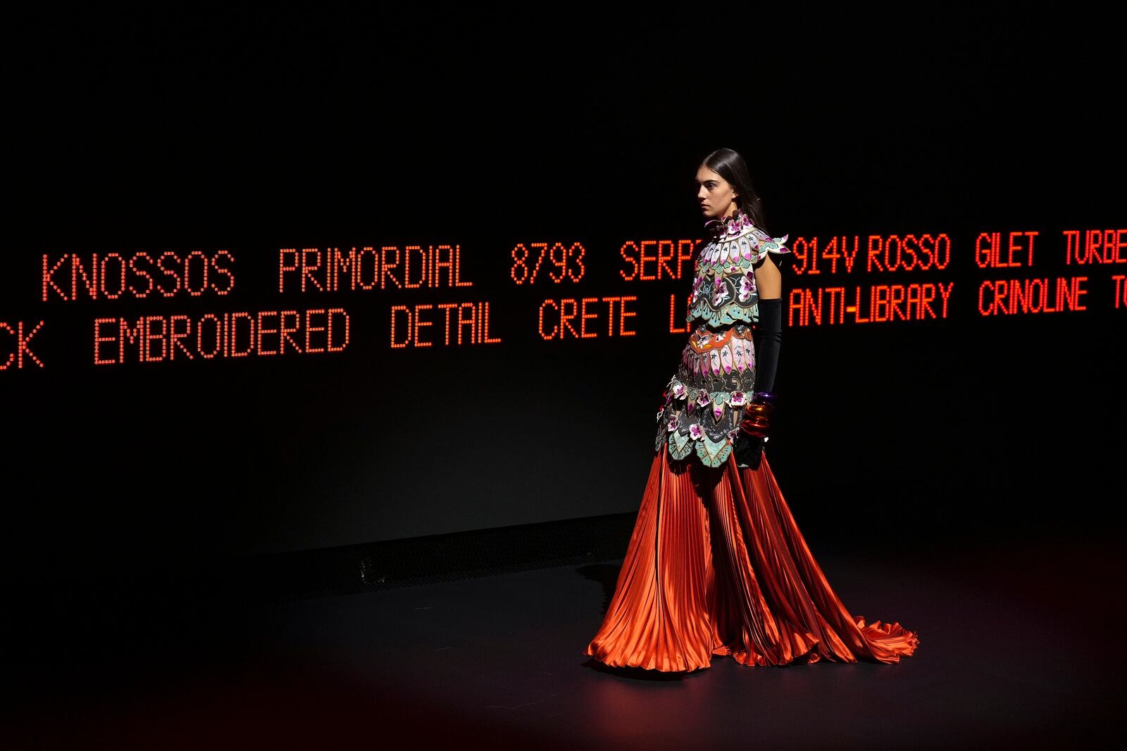 A model wears a creation as part of the Valentino Haute Couture Spring Summer 2025 collection, that was presented in Paris, Wednesday, Jan. 29, 2025. (AP Photo/Lewis Joly).