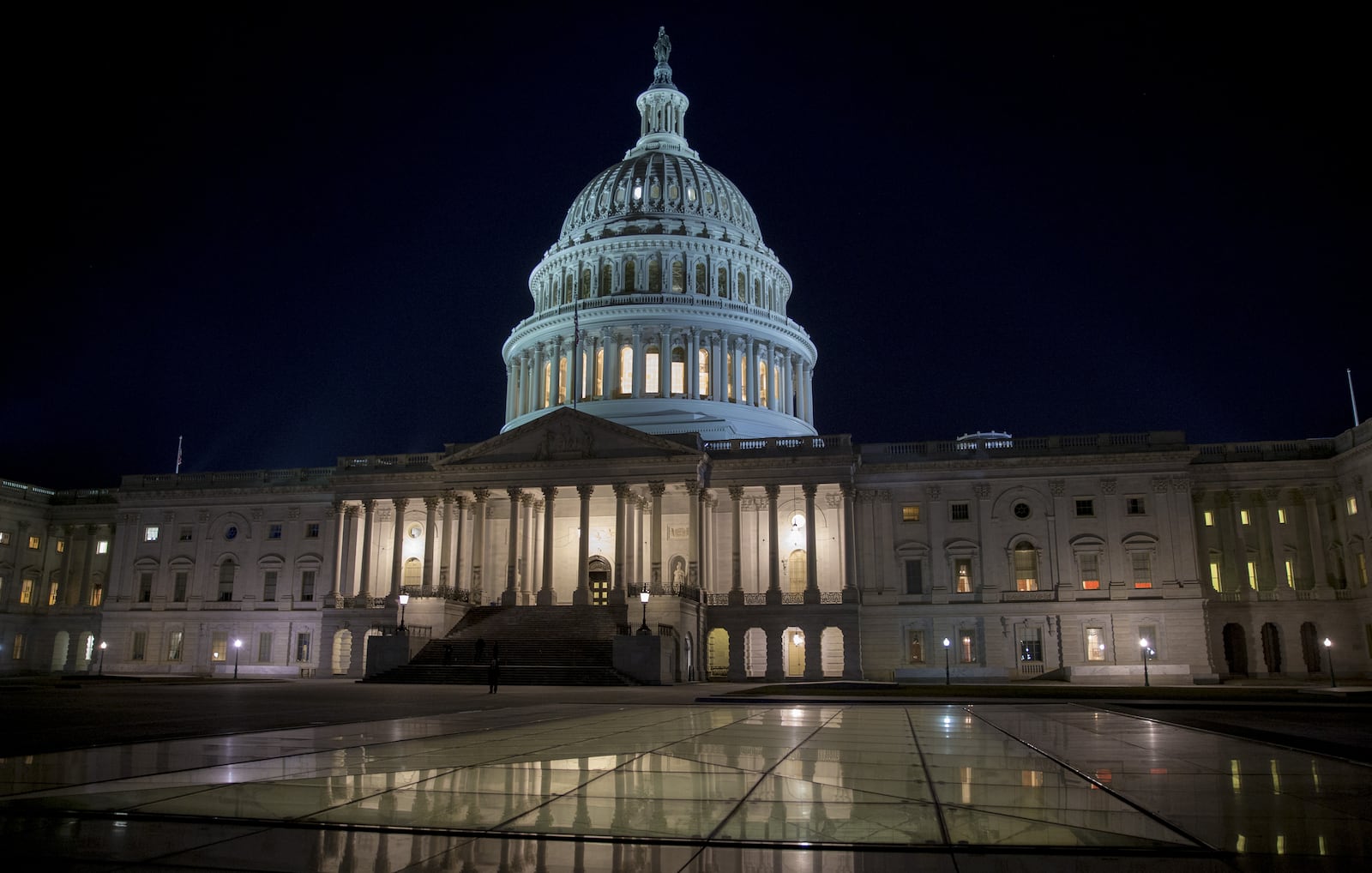 The U.S Capitol on Saturday, Jan. 20, 2018, after a short-term spending bill vote failed Friday night, sending the government into a shutdown on the one-year anniversary of President Trump’s inauguration, in Washington, D.C. (Olivier Douliery/Abaca Press/TNS)