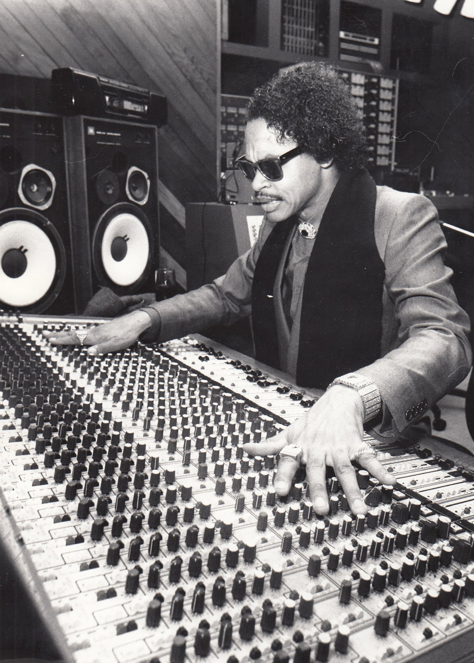 Roger Troutman photographed in his recording studio in 1988. Troutman, who died 20 years ago, pioneered the funky “Dayton sound,” and founded the Zapp band with his family. DAYTON DAILY NEWS ARCHIVE / WRIGHT STATE UNIVERSITY SPECIAL COLLECTIONS