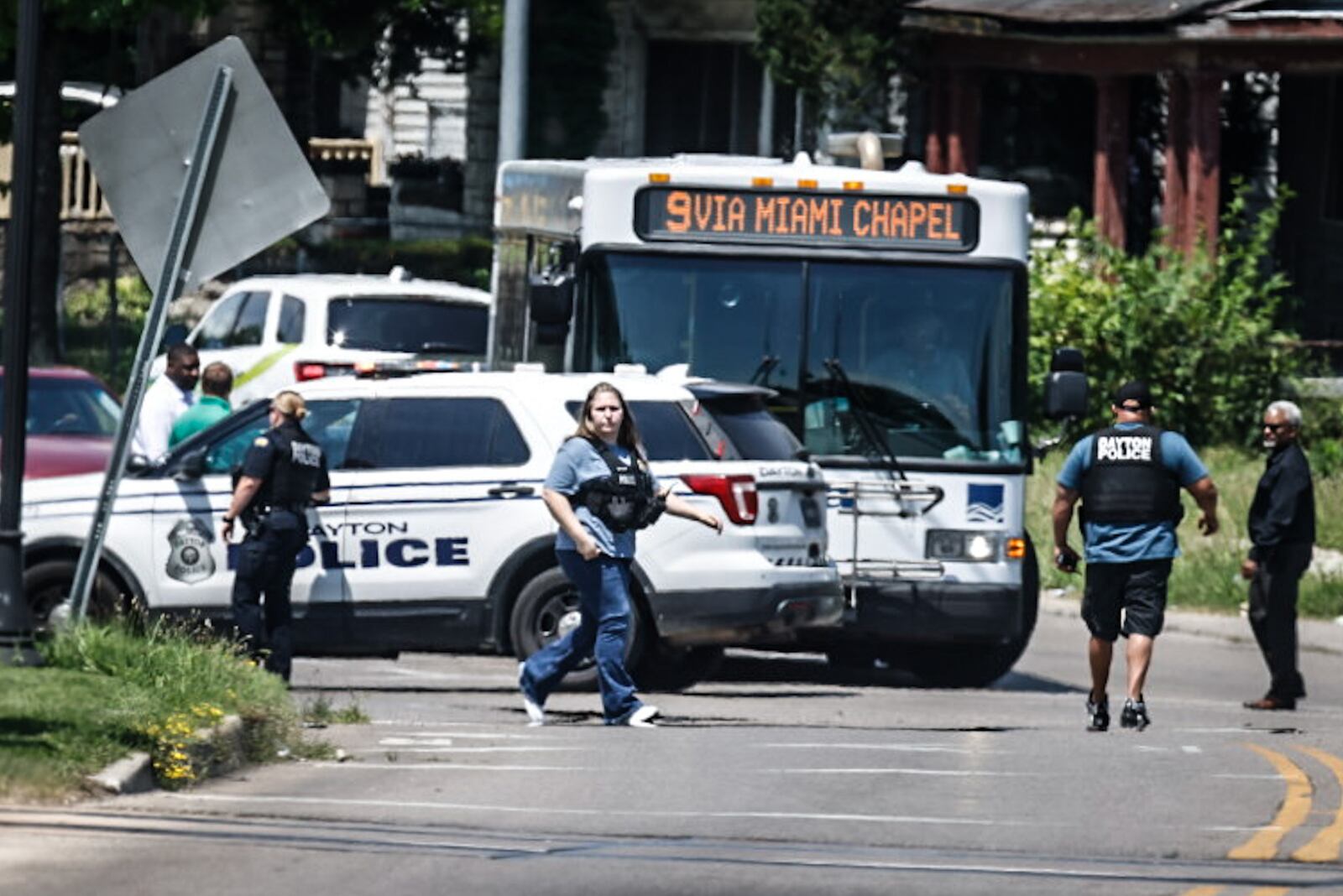 A group of people in a vehicle reportedly open fired at another group at two locations on Philadelphia Drive in Dayton on Wednesday, July 12, 2023. While the shooting was targeted, there were bystanders nearby, Dayton police said. JIM NOELKER / STAFF