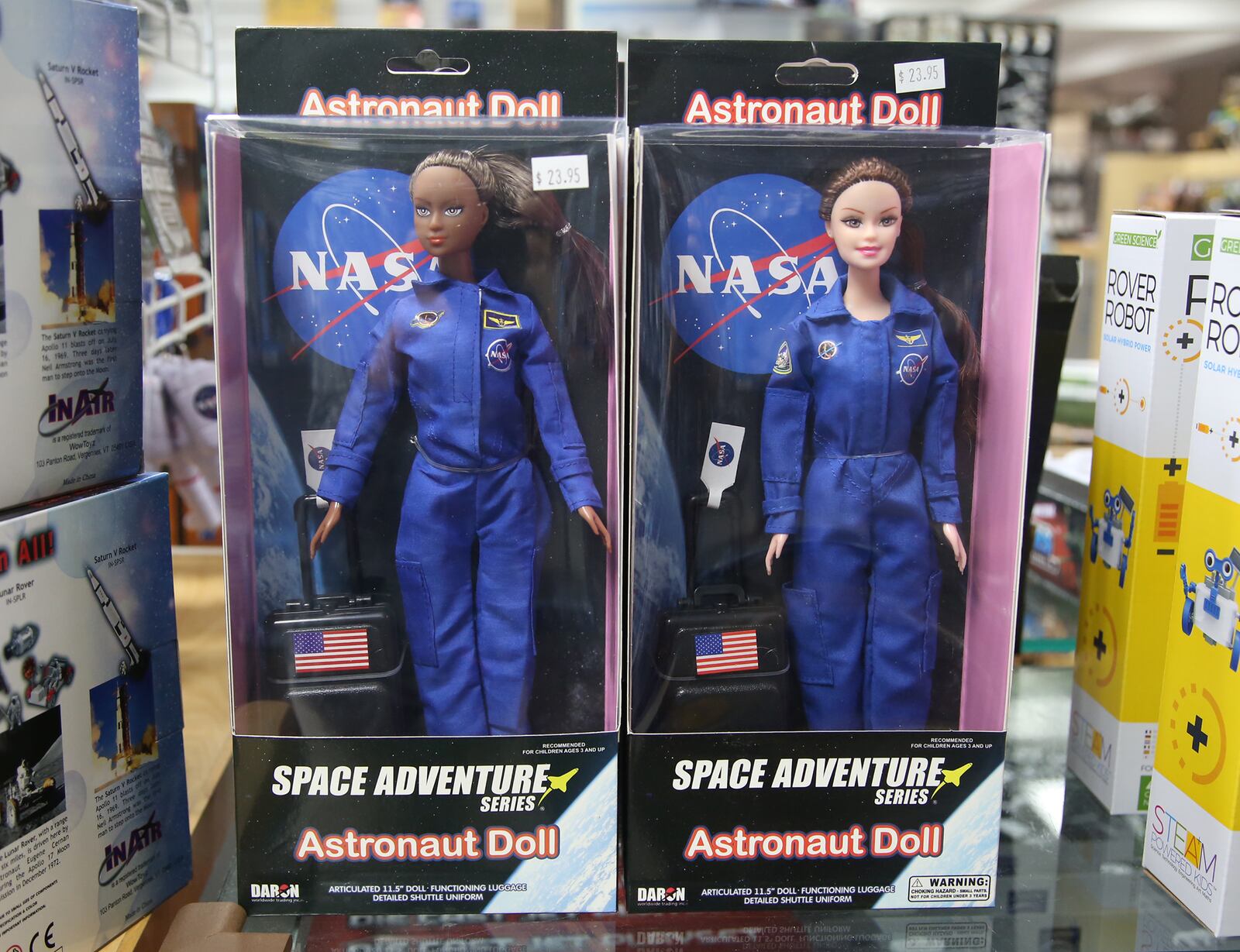 The Museum Store at the National Museum of the United States Air Force is filled with aviation and military themed merchandise. NASA astronaut dolls are $23.95.  LISA POWELL / STAFF