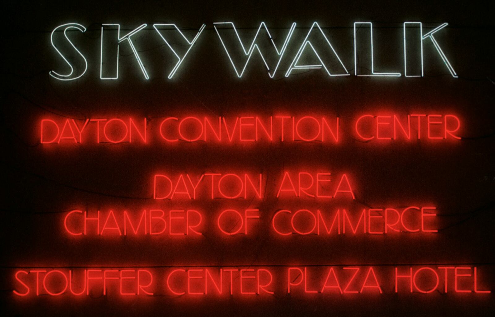 Neon signage was part of the City of Dayton Skywalk welcoming sign in the Transportation Center in 1993.   TY GREENLEES / STAFF