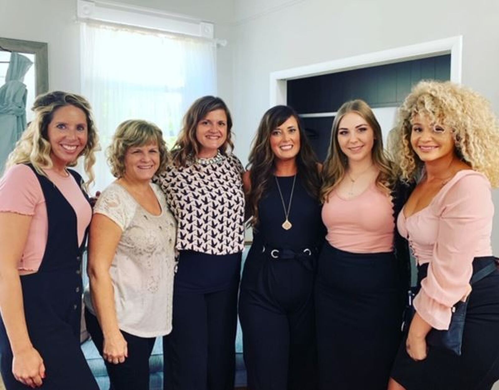 Jennifer Cosby, Carol Foster, Carrier Martz, Heather Mercuri, Kerissa Ray, and Whitley Evans (left to right) during the filming of an episode of “Say I Do.” CONTRIBUTED