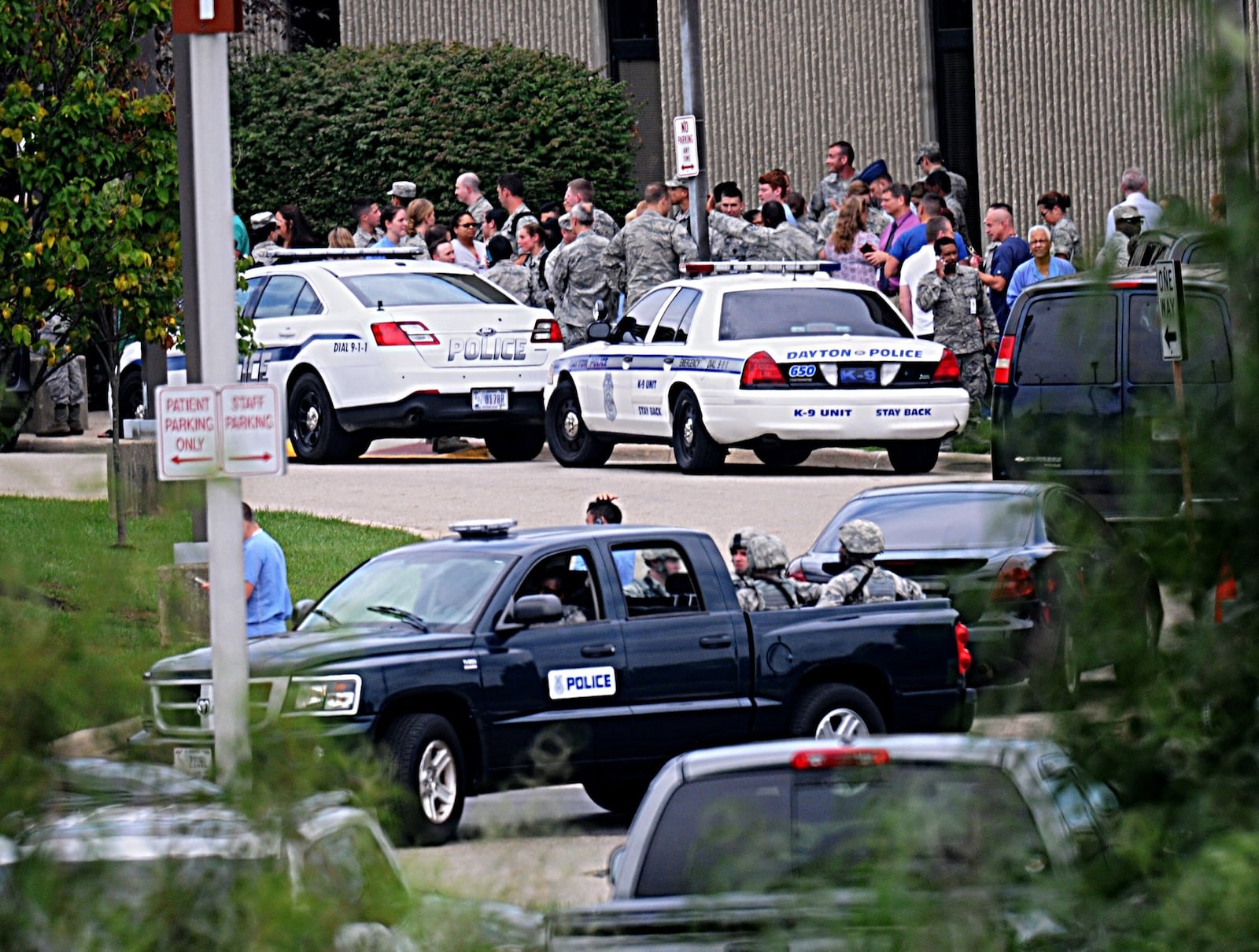 An active shooter situation was reported at the Wright-Patterson Air Force Base hospital on Thursday, Aug. 2, 2018. The all-clear was given several hours later. MARSHALL GORBY / STAFF