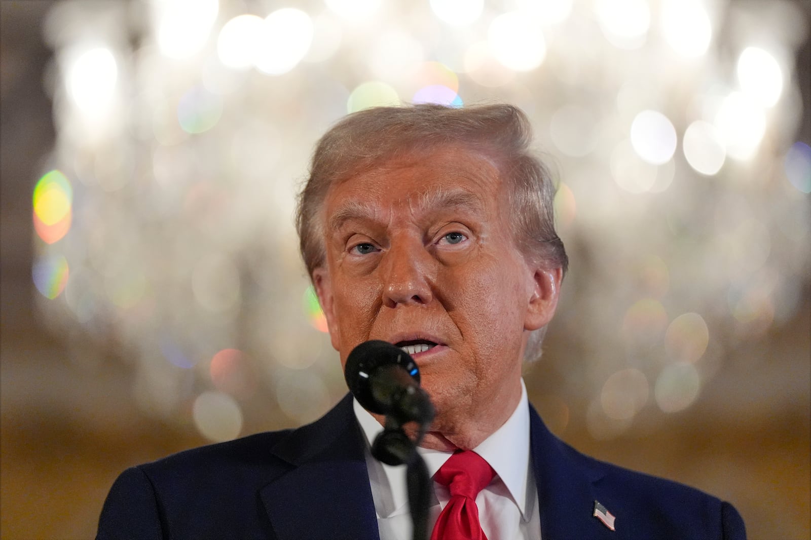 Republican presidential nominee former President Donald Trump speaks during a news conference at his Mar-a-Lago estate, Tuesday, Oct. 29, 2024, in Palm Beach, Fla. (AP Photo/Julia Demaree Nikhinson)