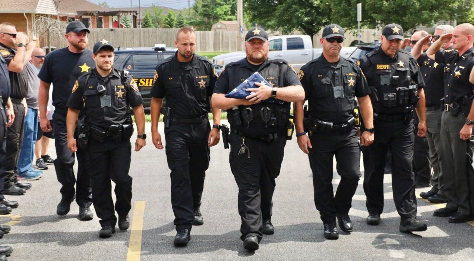 Retired Montgomery County Sheriff's K9 Recon was honored with a "last walk." Recon served the sheriff's office for five years before retiring in 2020. He died Monday, Aug. 22, 2022. Photo courtesy Montgomery County Sheriff's Office.