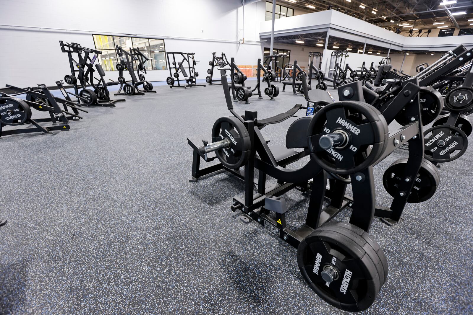 The fitness center at Spooky Nook Sports Champion Mill opens Tuesday, Nov. 1, 2022. The 65,000 sq. ft. fitness space includes free weights, cardio equipment, indoor track, pickelball and basketball courts, group fitness classes and more. NICK GRAHAM/STAFF