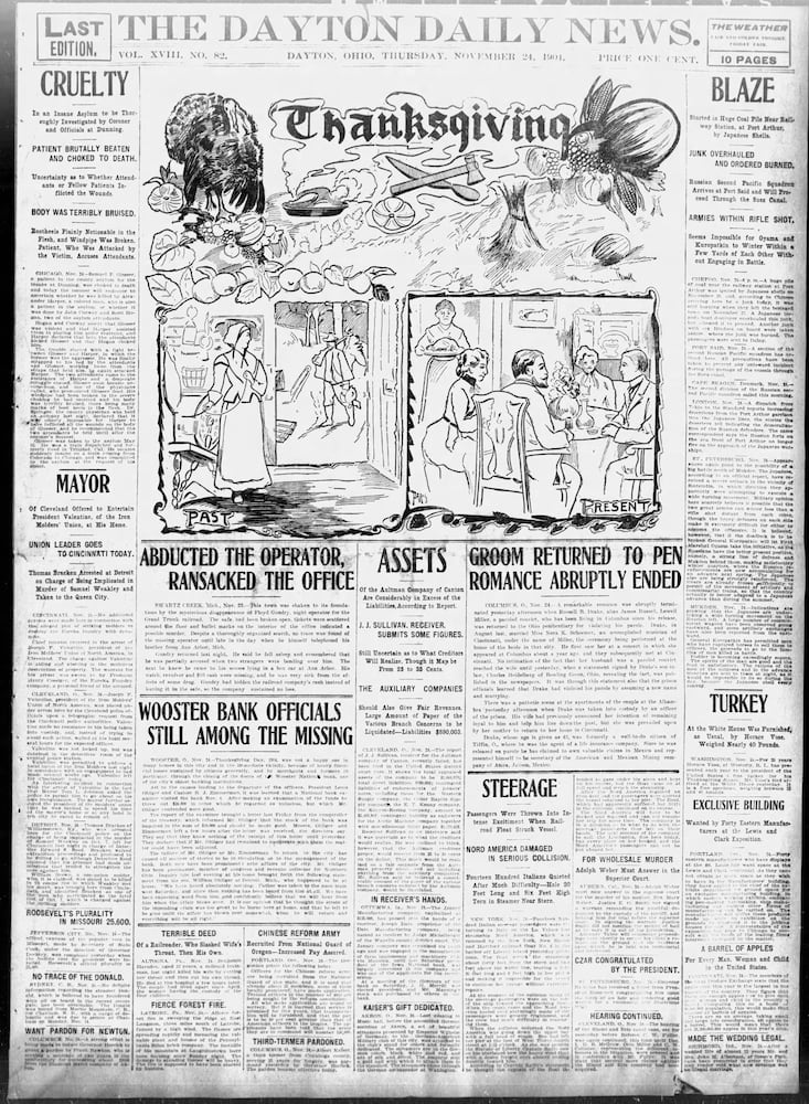 Thanksgiving Day front pages from the Dayton Daily News archives