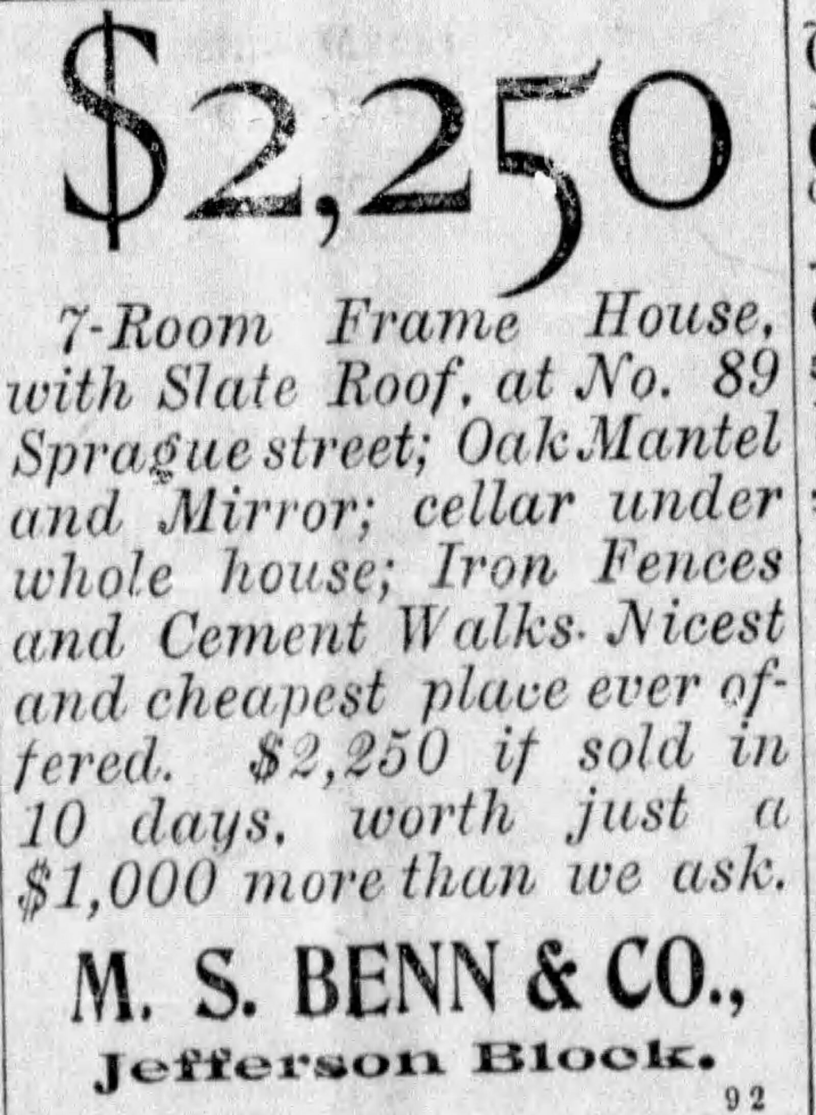 Dayton life in 1898. Home prices. DAYTON DAILY NEWS ARCHIVES