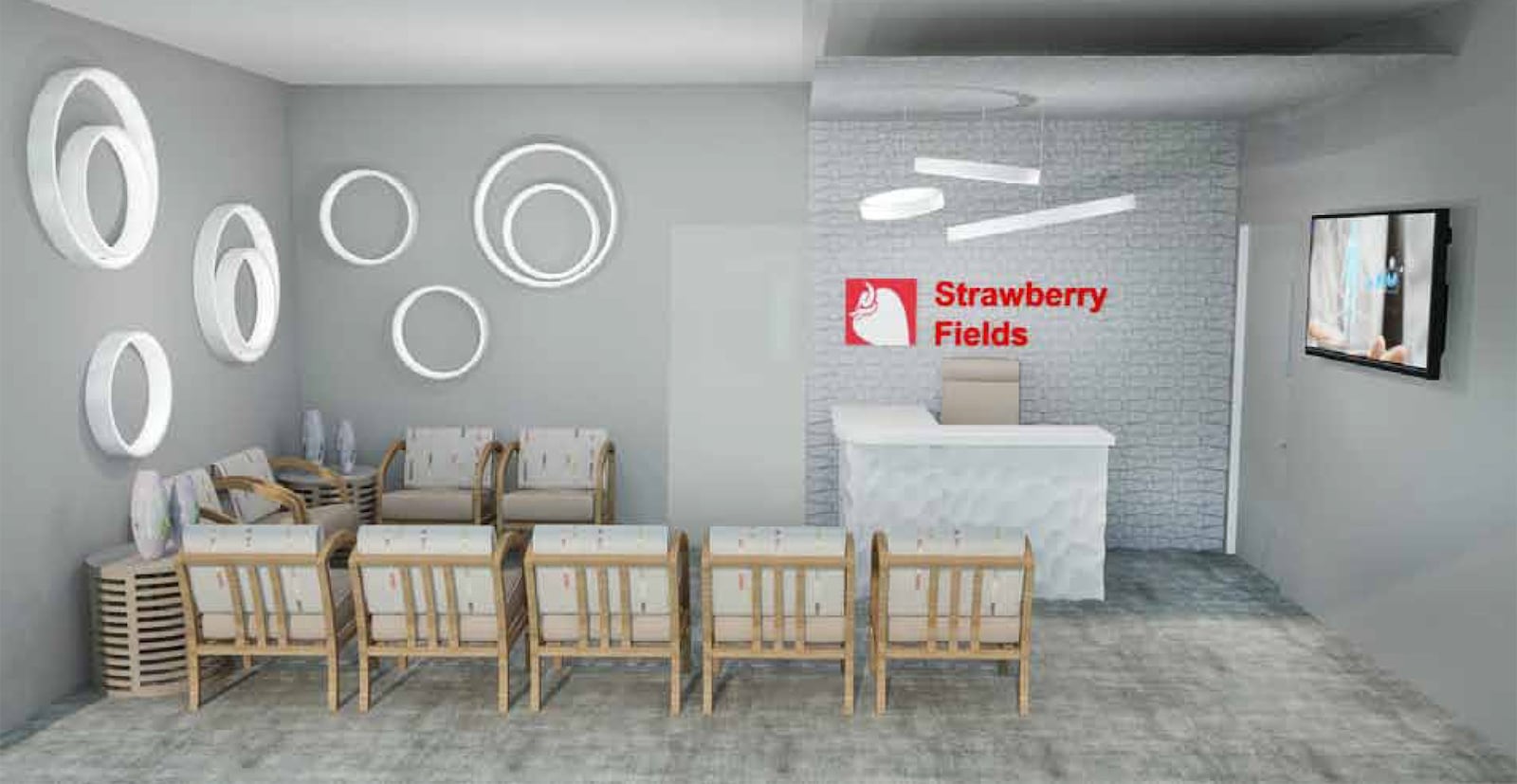 This architectural rendering shows what the waiting rooms in the Strawberry Fields medical marijuana dispensaries in Dayton and Monroe may look like after the roughly 3,000-square-foot buildings are completed. The brand’s Ohio parent company, CannAscend Alternative, was granted four provisional licenses, including one at 333 Wayne Ave. in Dayton and at 300 North Main St. in Monroe. SUBMITTED