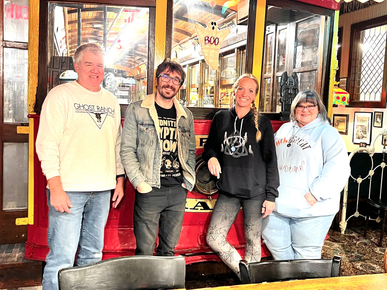 Dave Bennett, Brandon Berry, Paula Dytko and Teresa Lynch ghost hunting at Spaghetti Warehouse, 2024. CONTRIBUTED