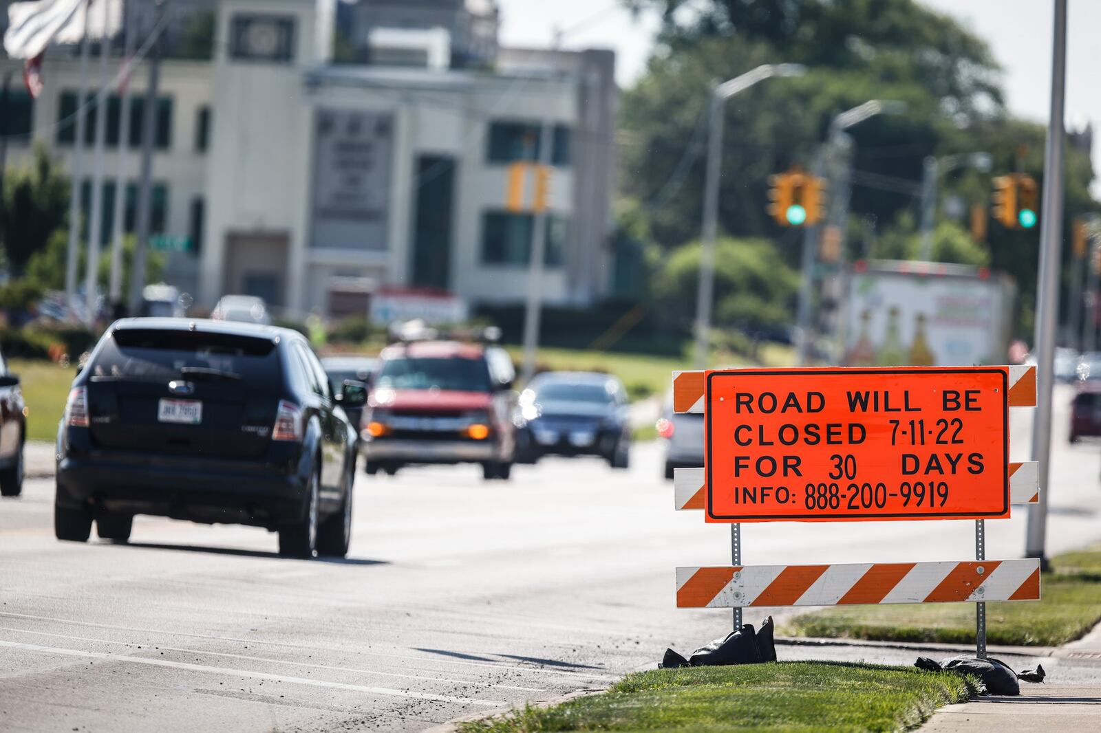 The busy stretch of West Main St. in Troy between Elm St. and Penn Rd. will be closed for 30 days starting July 11, 2022. JIM NOELKER/STAFF