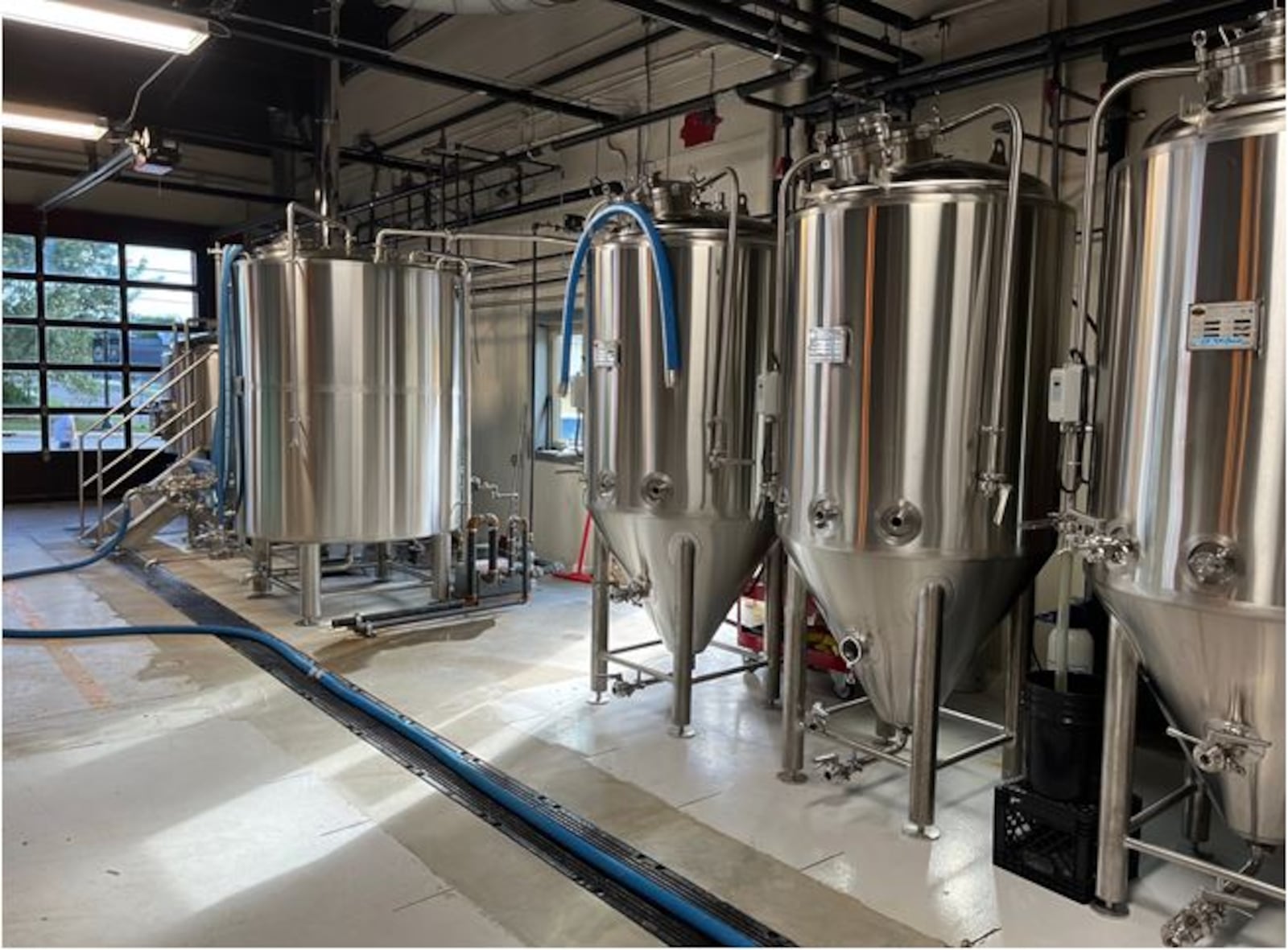 Here's a view of some of the brewing equipment behind Door 1 at the Lebanon Brewing Company which opens to the public today. ED RICHTER/STAFF