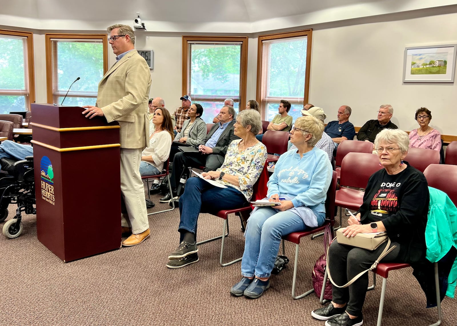 Residents attended Tuesday's Huber Heights Planning Commission meeting to hear detailed development plans for Ohio's first Buc-ee's store. AIMEE HANCOCK/STAFF