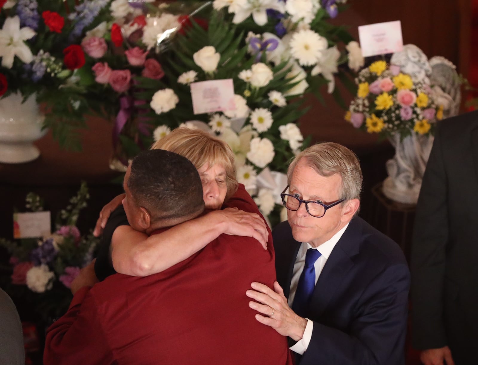 Services were held Saturday, Aug. 10, 2019, for Derrick Fudge of Springfield, one of nine people killed in an Oregon District mass shooting on Aug. 4. Those attending included Ohio Gov. Mike DeWine (right). BILL LACKEY / STAFF