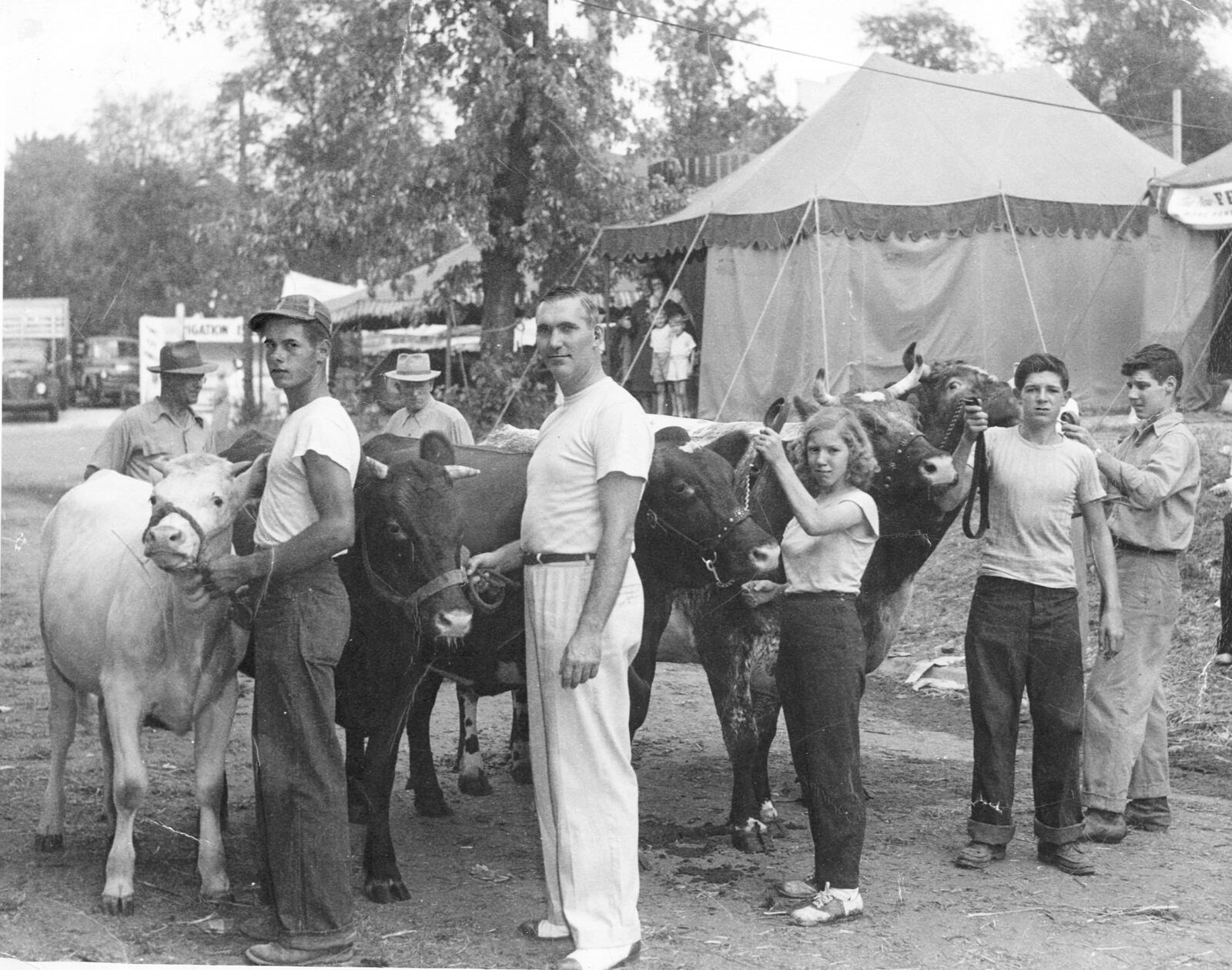 Harold Crowe on the far right ant the Montgomery County fair in 1948.