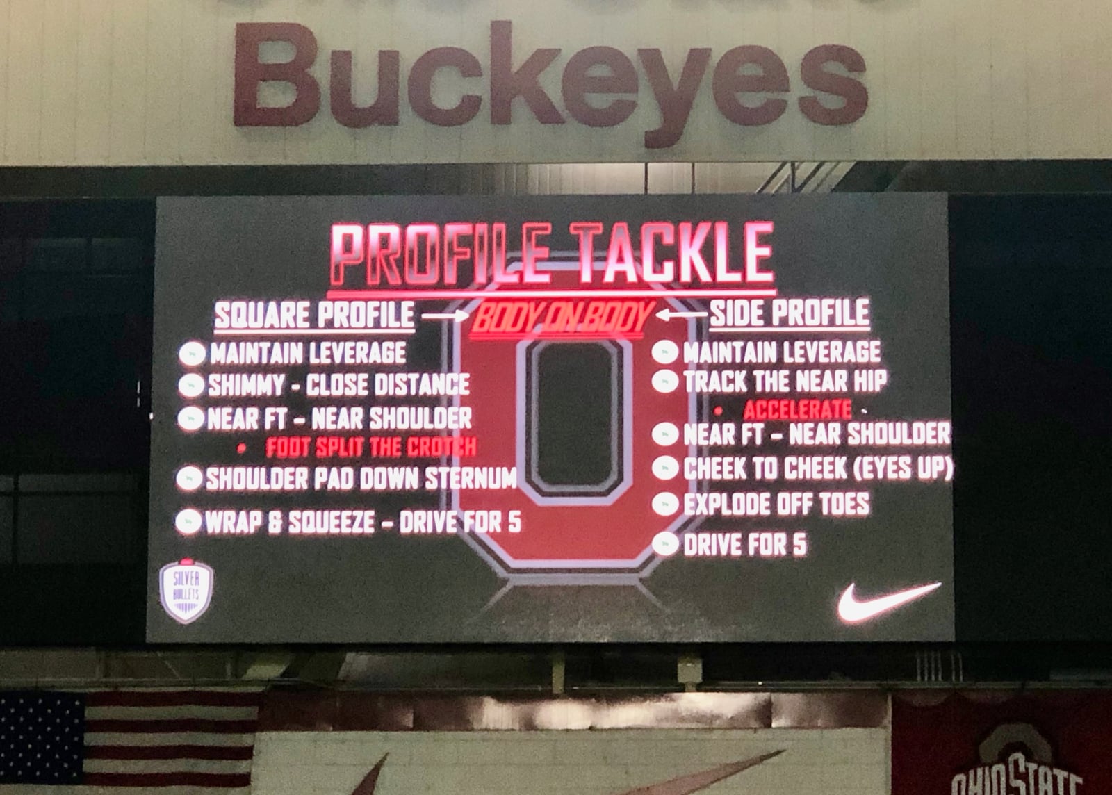 Ohio State hosted area coaches for a youth tackling clinic on May 21 at the Woody Hayes Athletic Center in Columbus.