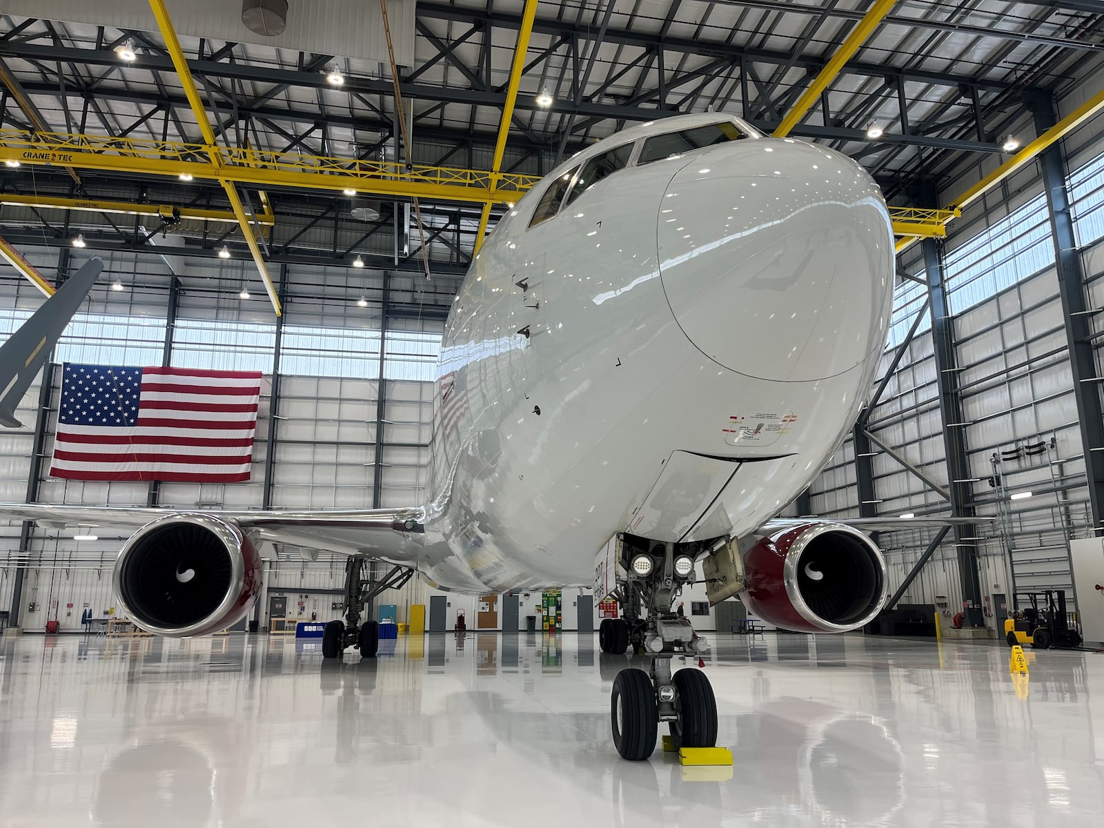 A Boeing 767 at Sierra Nevada Corp.'s new facility at the Dayton International Airport on Wednesday, Feb. 8, 2023. CORNELIUS FROLIK / STAFF