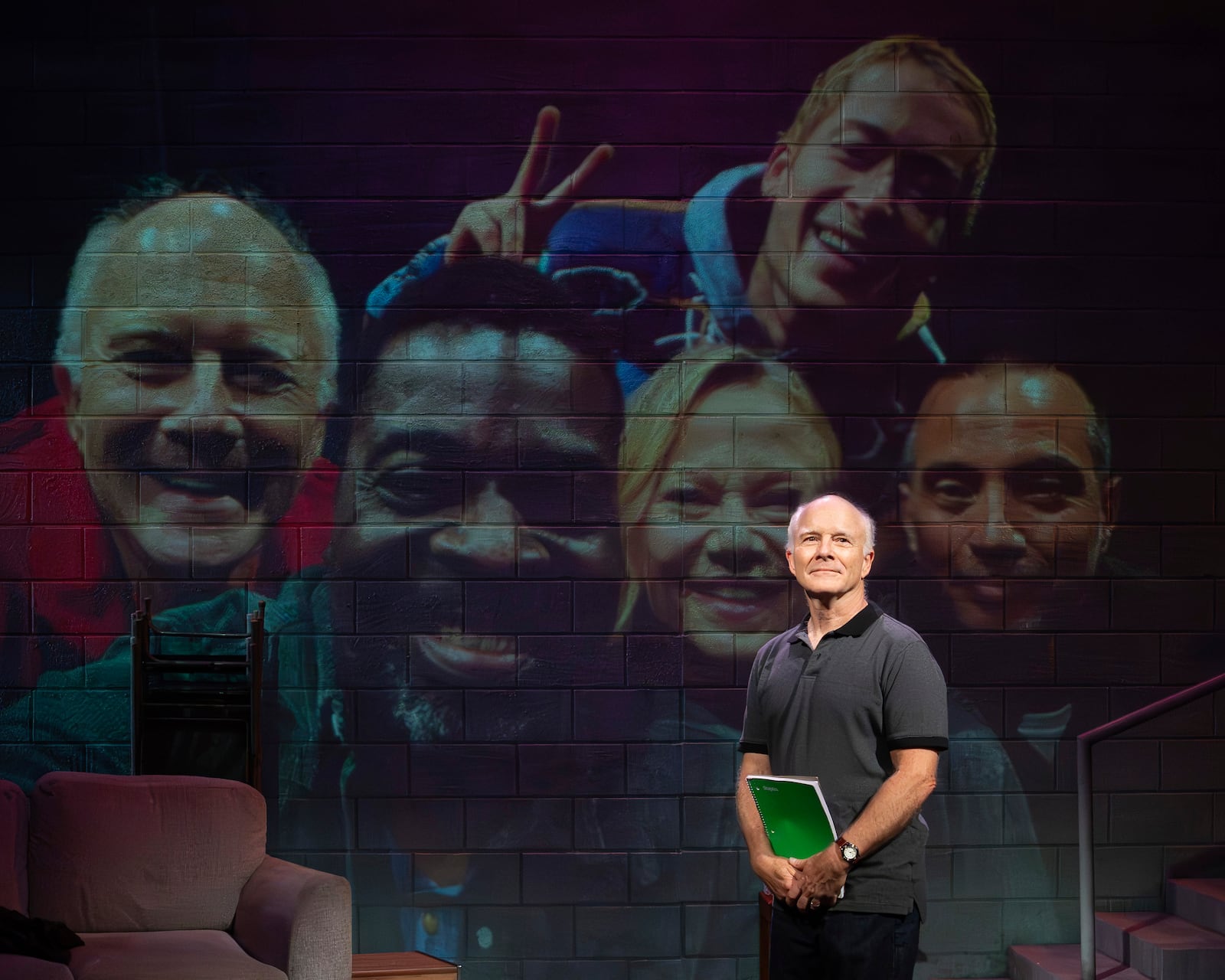 Dan Butler appears on stage during a performance of the off-Broadway play “Another Shot," in New York on Oct. 13, 2024. (Joan Marcus via AP)