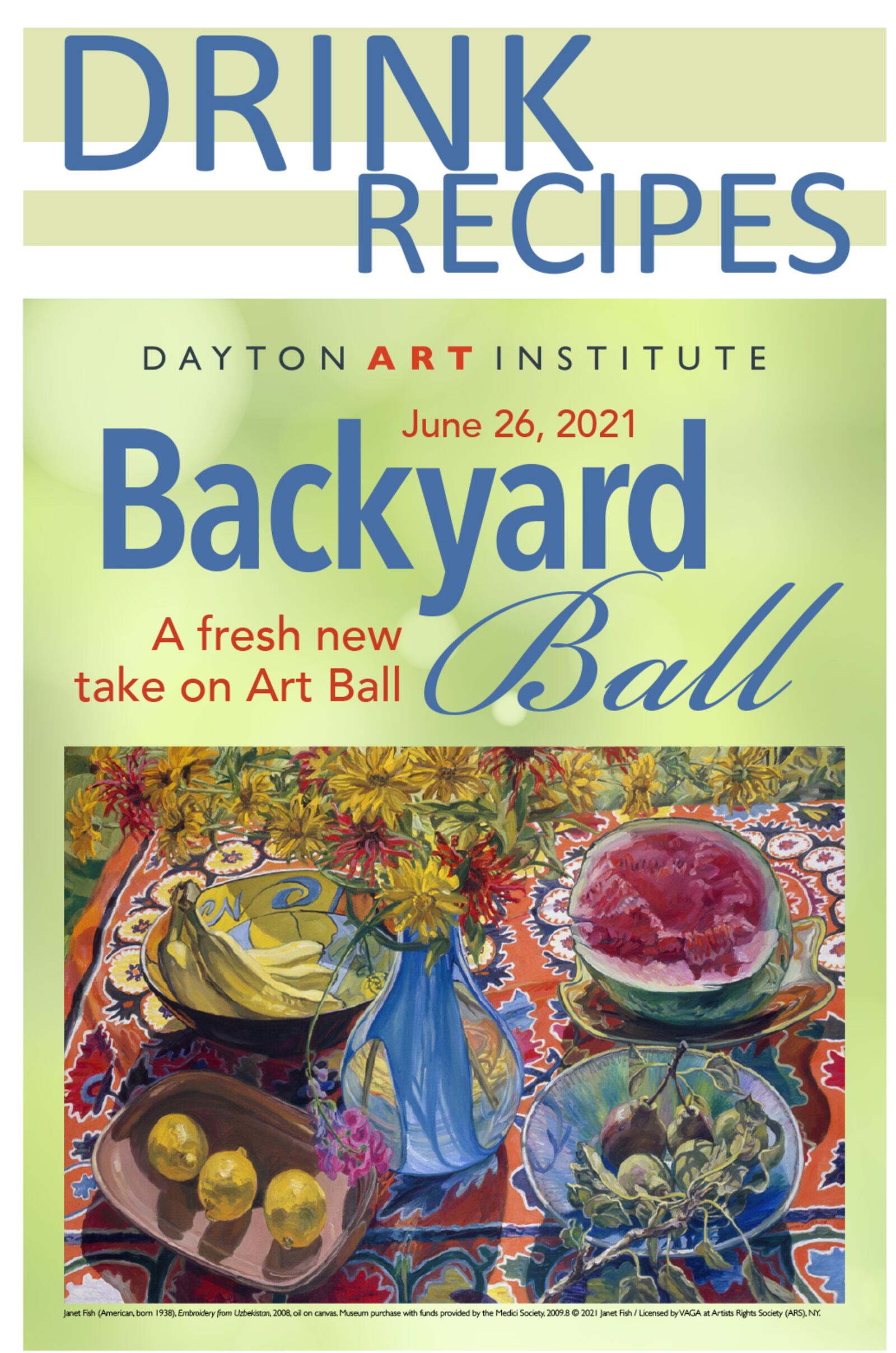 The Dayton Art Institute has concocted a Backyard Ball summer cocktail book loaded with 12 cocktail recipes inspired by the Backyard Ball event.