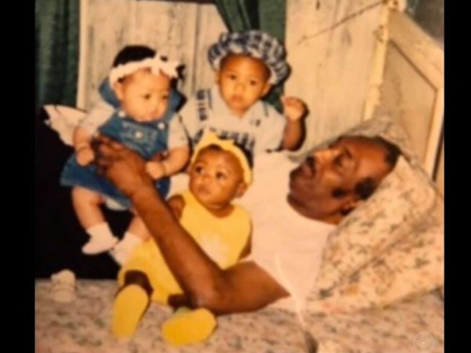 Jada Wright (left with white head band), her brother Keontae (blue hat) and cousin Ambrianna (in yellow) with their grandfather and former pro basketball player, Amariah “Papa” Shaw. CONTRIBUTED