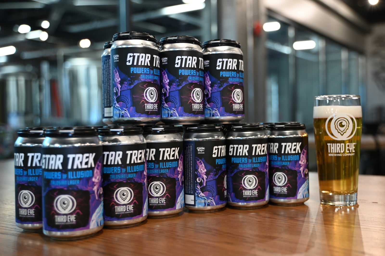 Third Eye Brewing has created the limited 
release beer, Star Trek Powers of Illusion - Talosian Lager, in collaboration 
with the Cincinnati Comic Expo and the Federation of Beer. This beer is to be released on Thursday, Oct. 18, 2024, available at both Third Eye 
Brewing's taprooms, select retail outlets, as well as the Sharonville 
Convention Center throughout the Cincinnati Comic Expo weekend. The limited release beer is a light crisp lager with galaxy hops as a tribute to the Star Trek 1965 pilot episode that features Talosians using their powers of illusion and mind-reading powers. MICHAEL D. PITMAN/STAFF