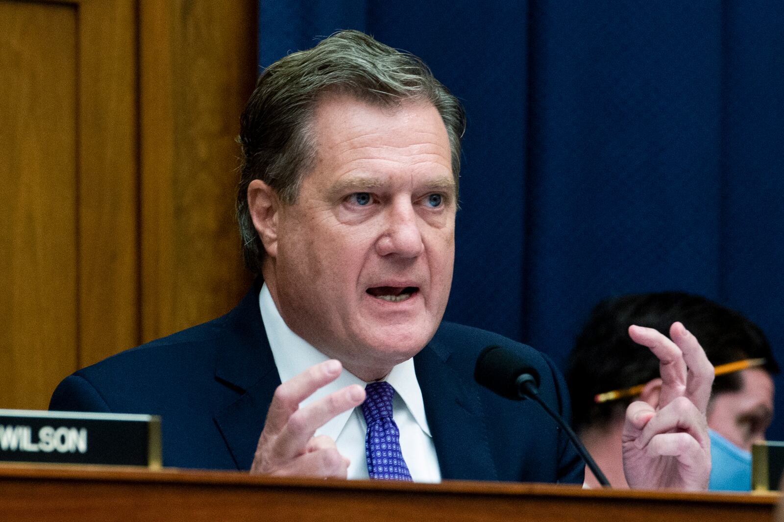 FILE - Rep. Mike Turner,R-Ohio, speaks during a House Armed Services Committee hearing on Sept. 29, 2021, on Capitol Hill in Washington. Turner, the new top Republican on the House Intelligence Committee says President Joe Biden's administration needs to ramp up military and intelligence support for Ukraine. (Rod Lamkey/Pool via AP, File)