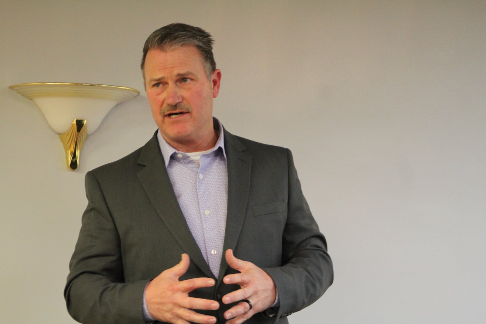 John Pawelski, president of Full Circle Recovery Services, discusses his plans for a drug treatment center at 20 Livingston Ave. in East Dayton. CORNELIUS FROLIK/ STAFF